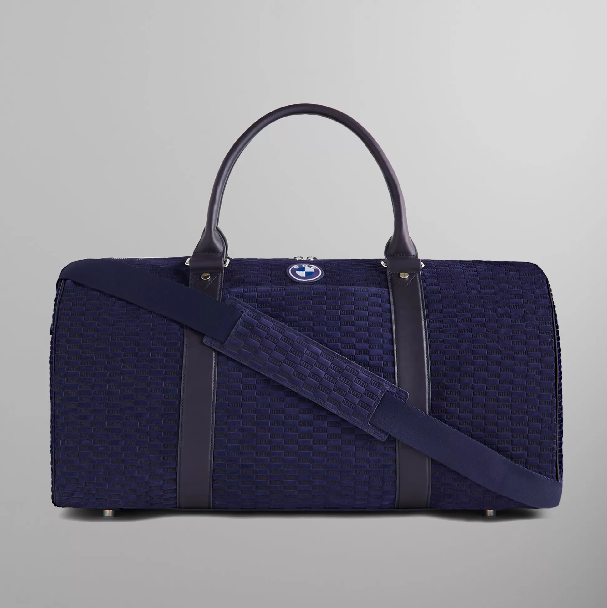 Shop Kith for BMW Monogram Suede Duffle Bag Techno Violet