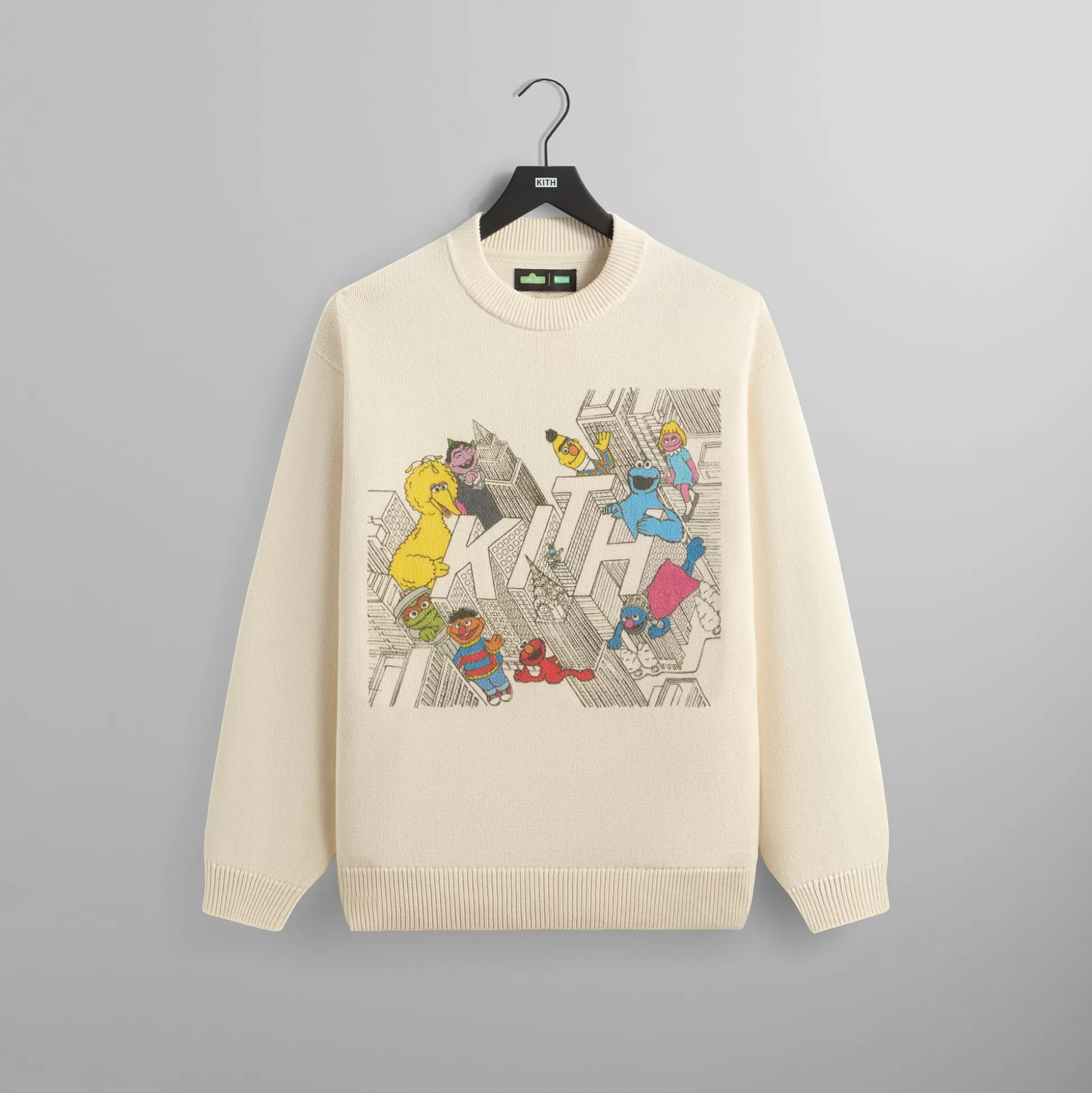 Best Sale Kith for Sesame Street City Outline Sweater Sandrift