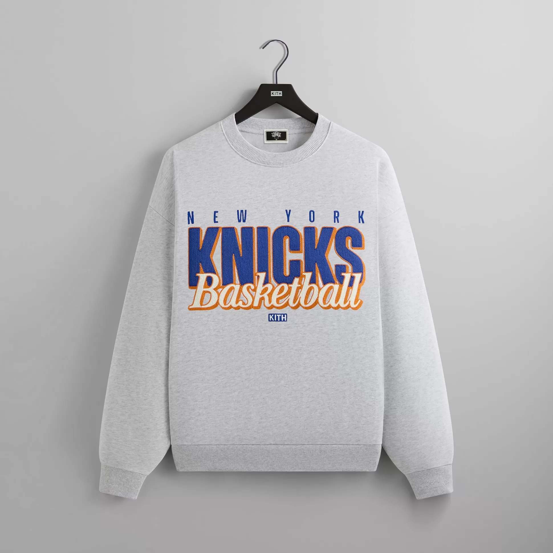 Hot Kith for the New York Knicks Classic Vintage Nelson Crewneck Light Heather Grey