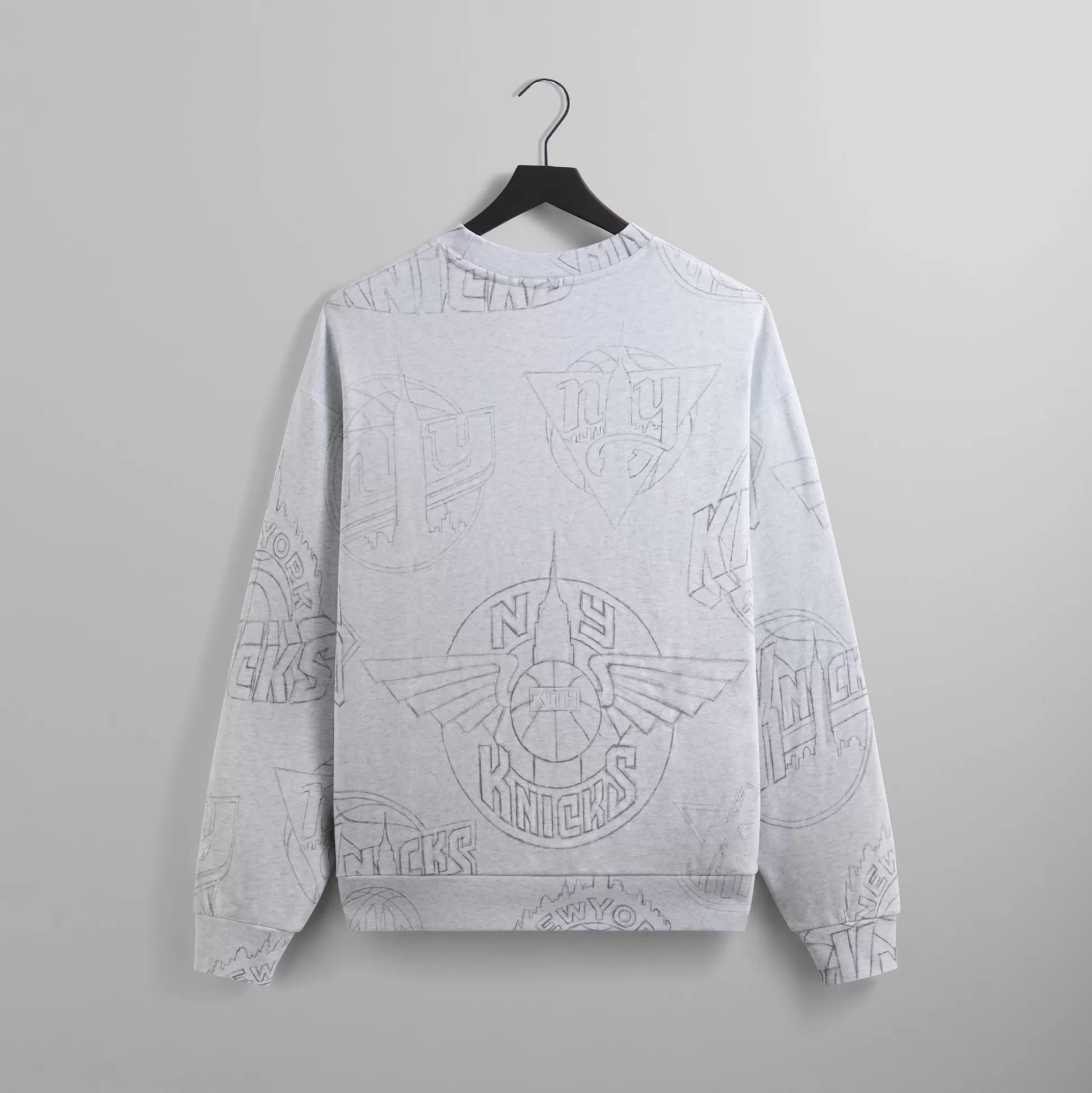 Cheap Kith for the New York Knicks Sketched Vintage Nelson Crewneck Light Heather Grey