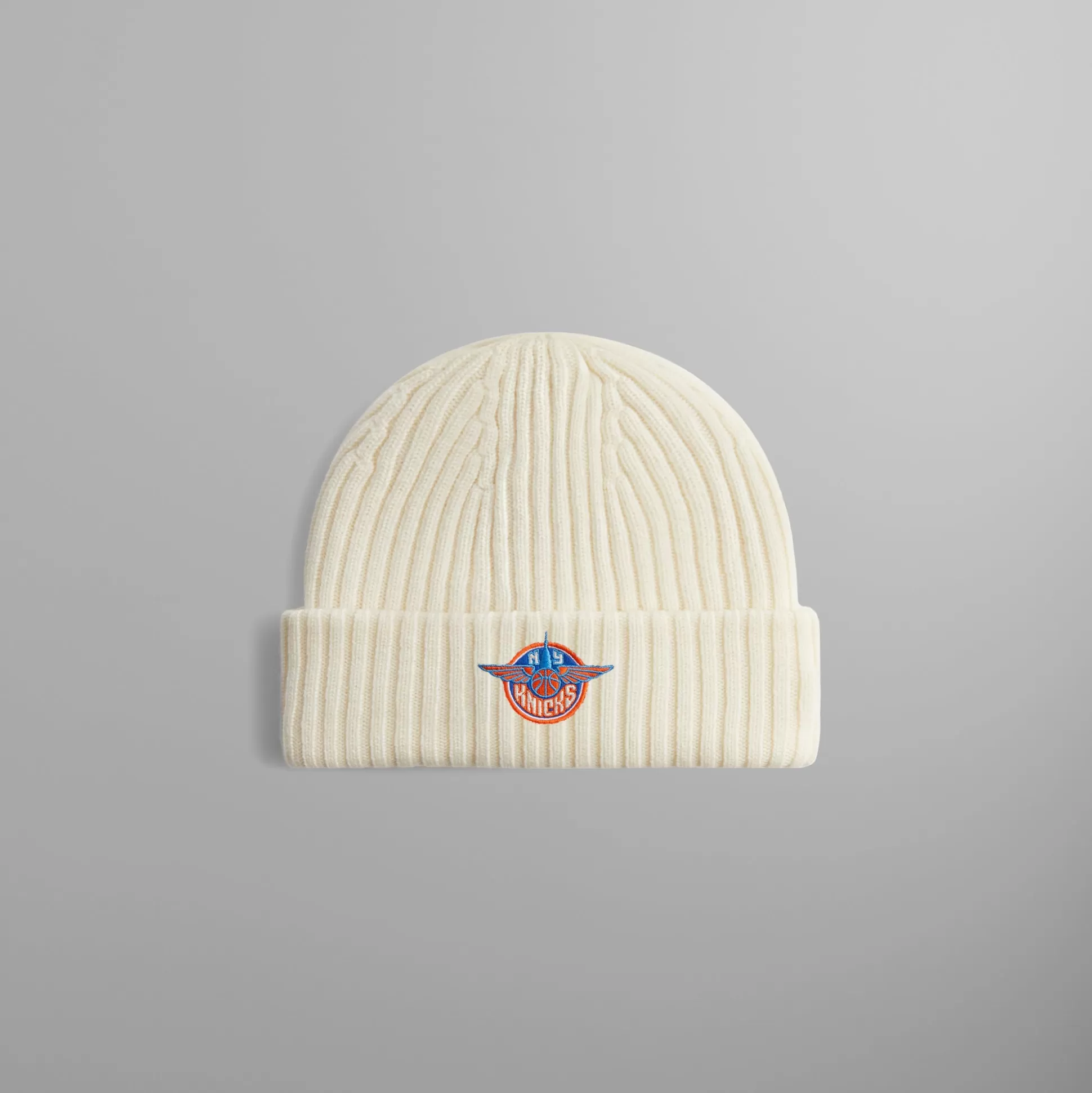 Discount Kith for the New York Knicks Wings Logo Beanie Sandrift