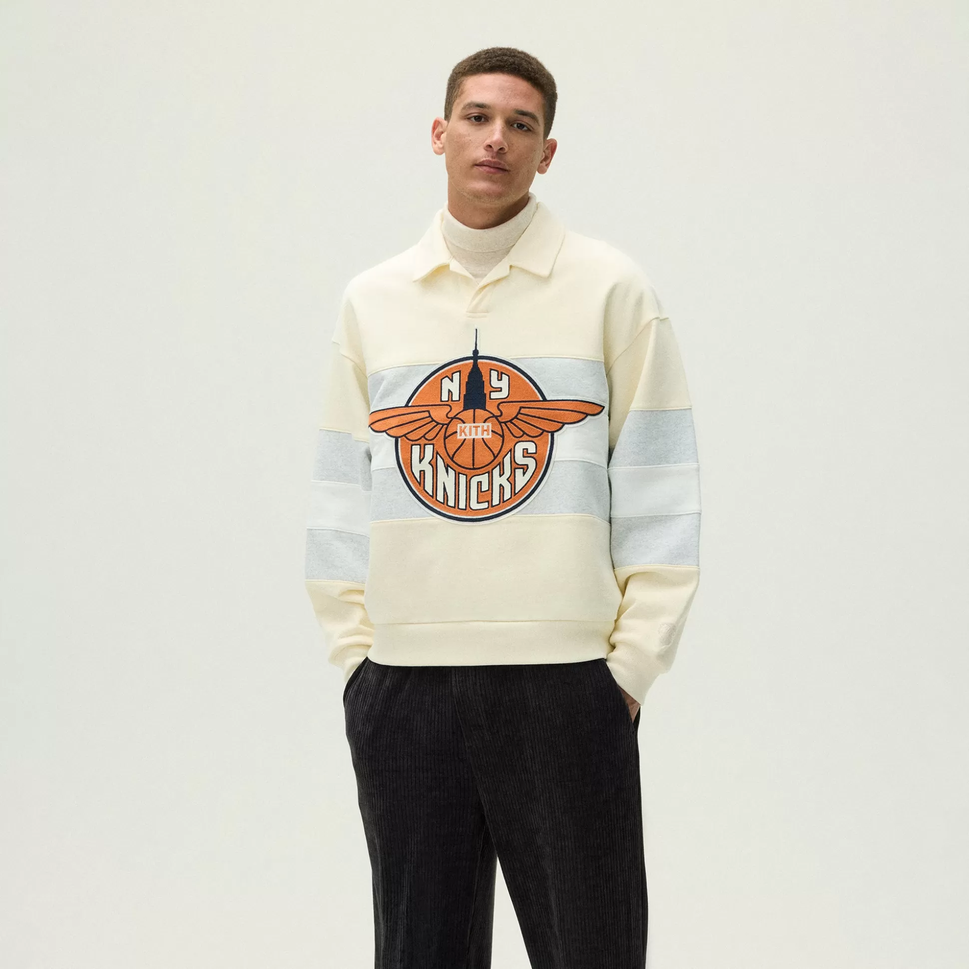 Flash Sale Kith for the New York Knicks Wings Nelson Collared Pullover Sandrift
