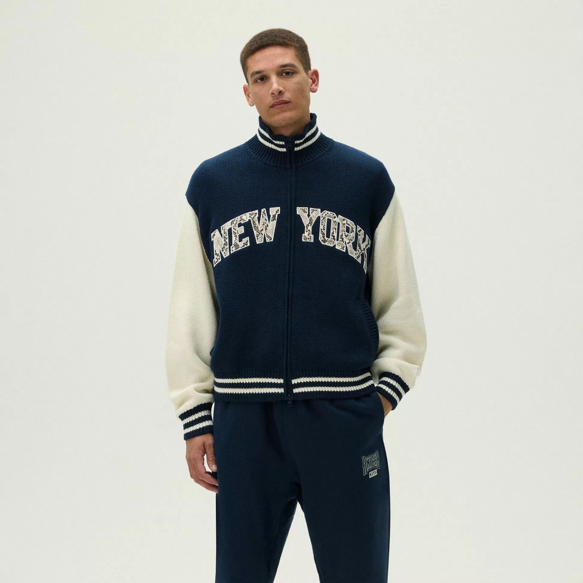 Sale Kith for the New York Knicks Wyona Full Zip Sweater Nocturnal