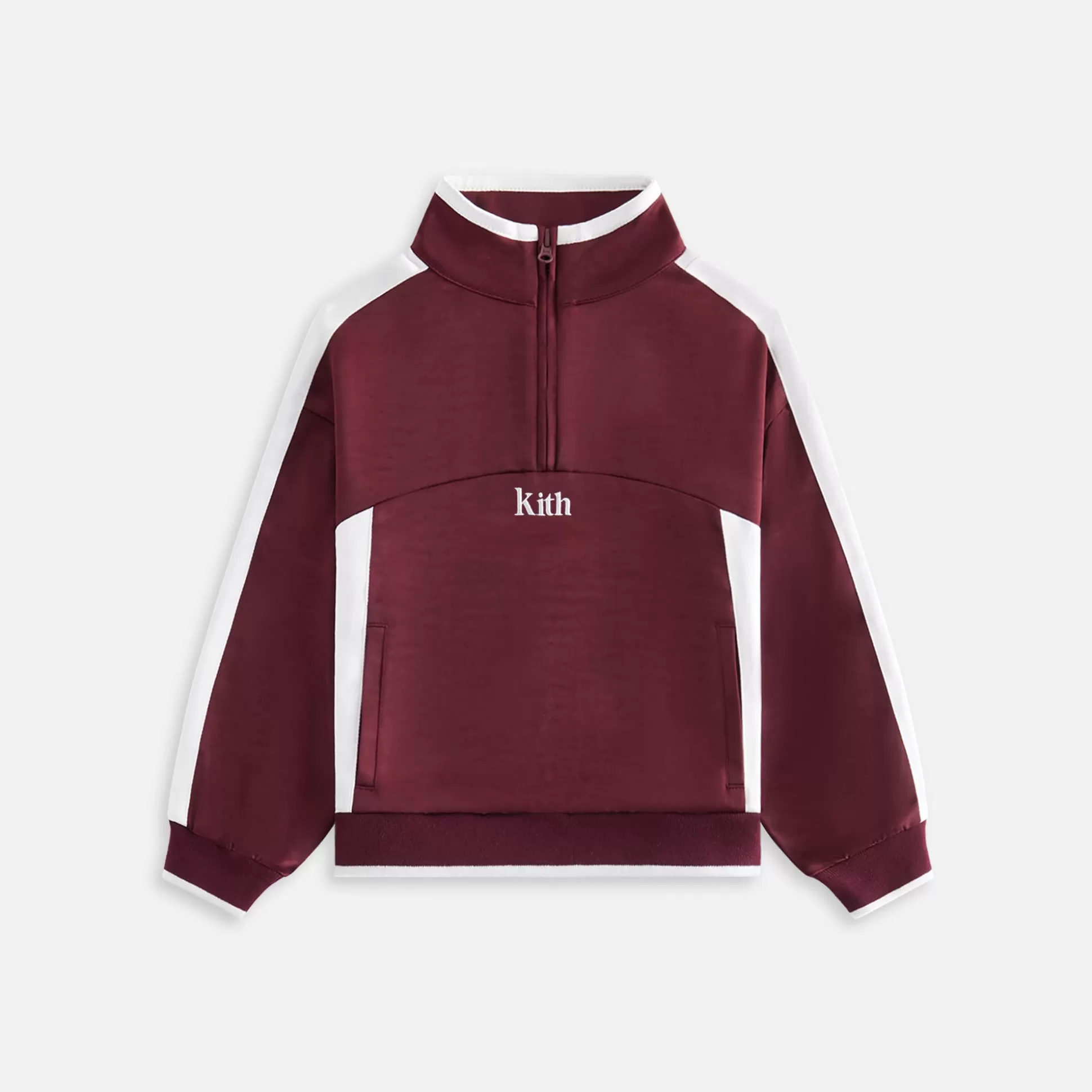 Cheap Kith Kids Blocked Satin Track Quarter Zip Magma