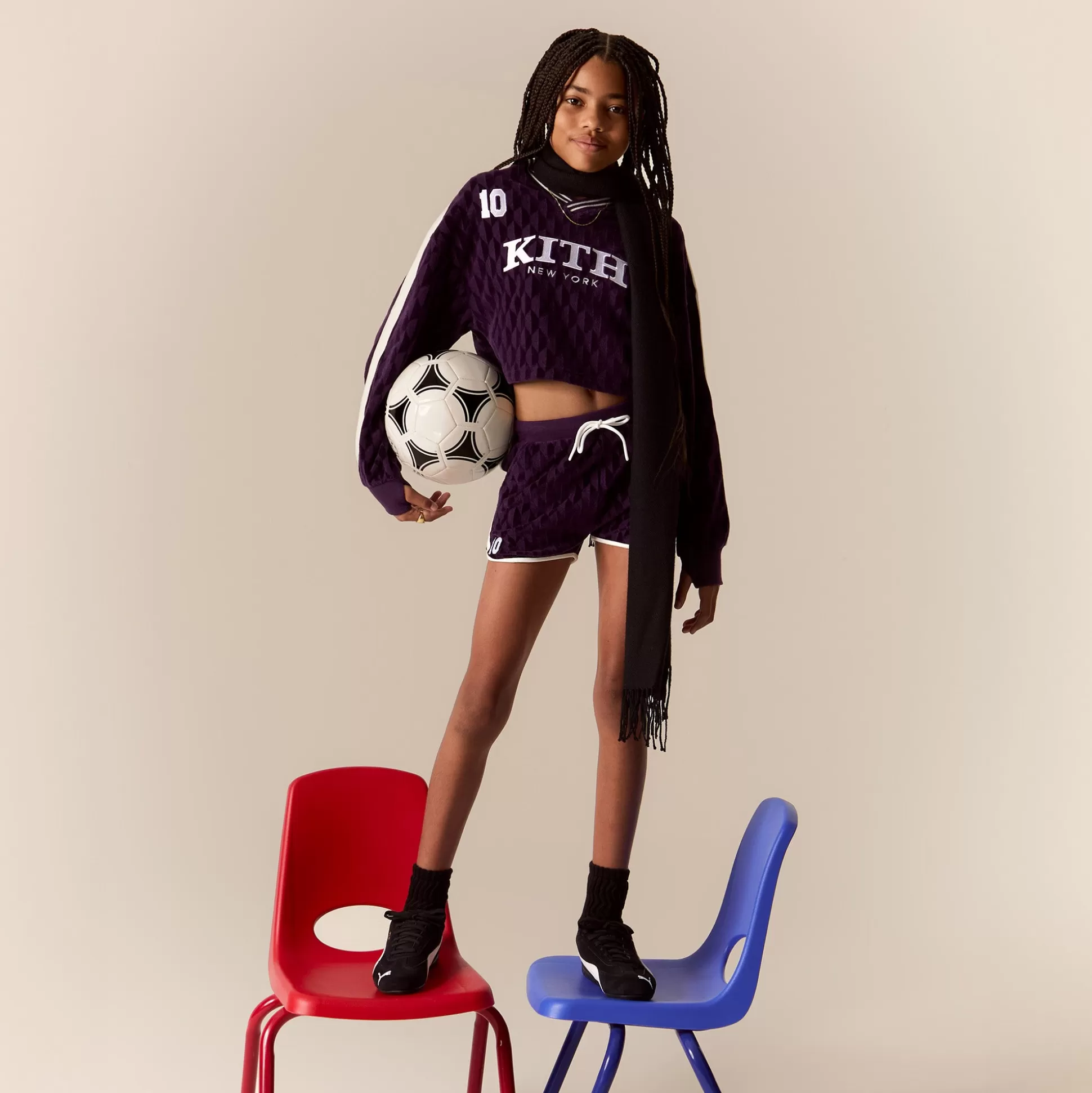 Sale Kith Kids Cropped Velour Soccer Sweatshirt Sovereign