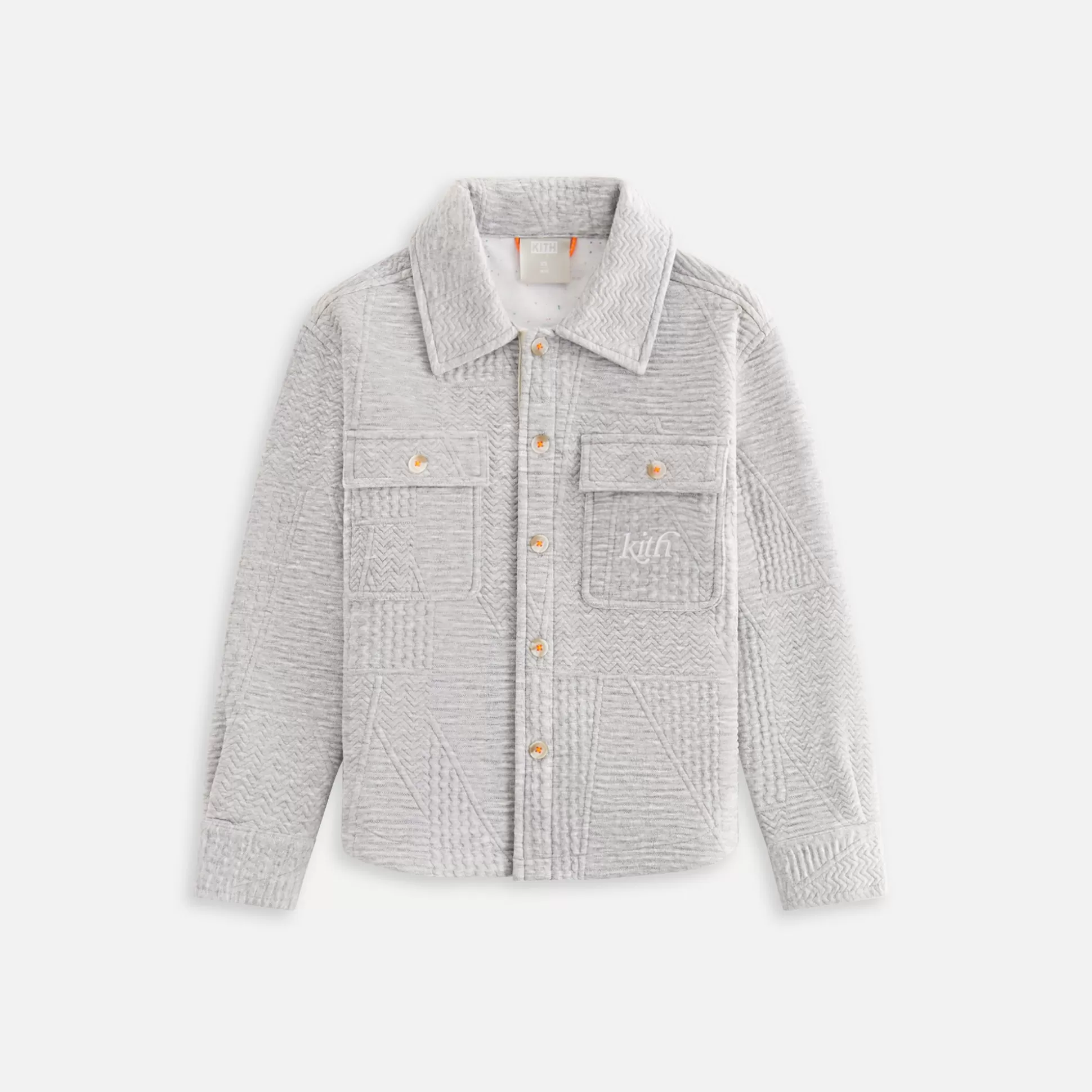 Shop Kith Kids Quilted Knit Apollo Shirt Heather Grey