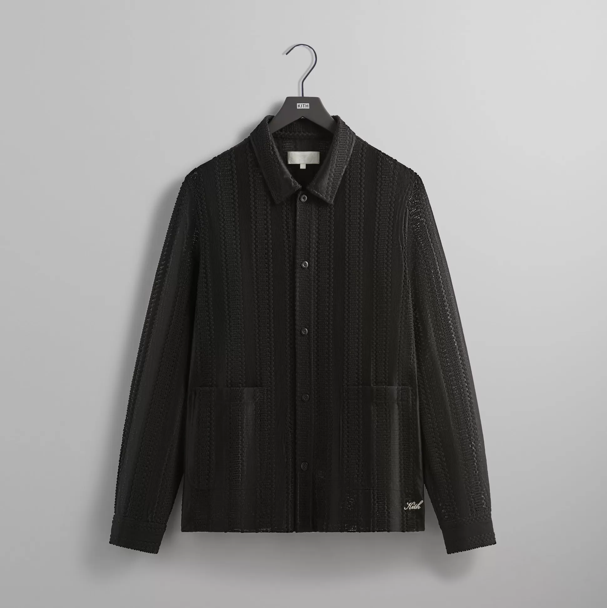 Clearance Kith Ladder Lace Boxy Collared Overshirt Black