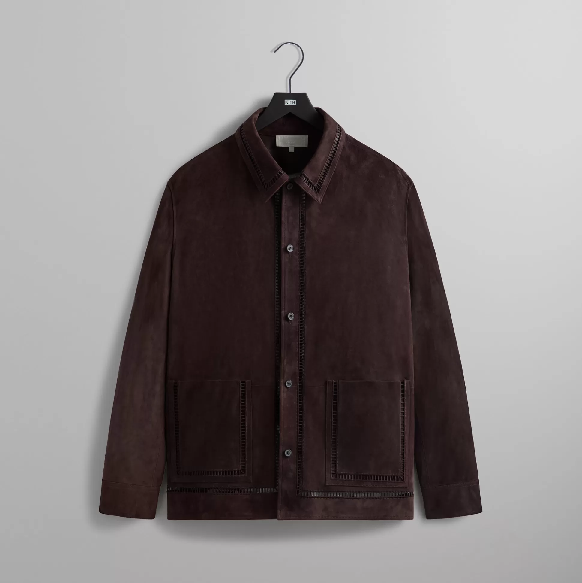 Best Sale Kith Ladder Stitch Suede Boxy Collared Overshirt Incognito