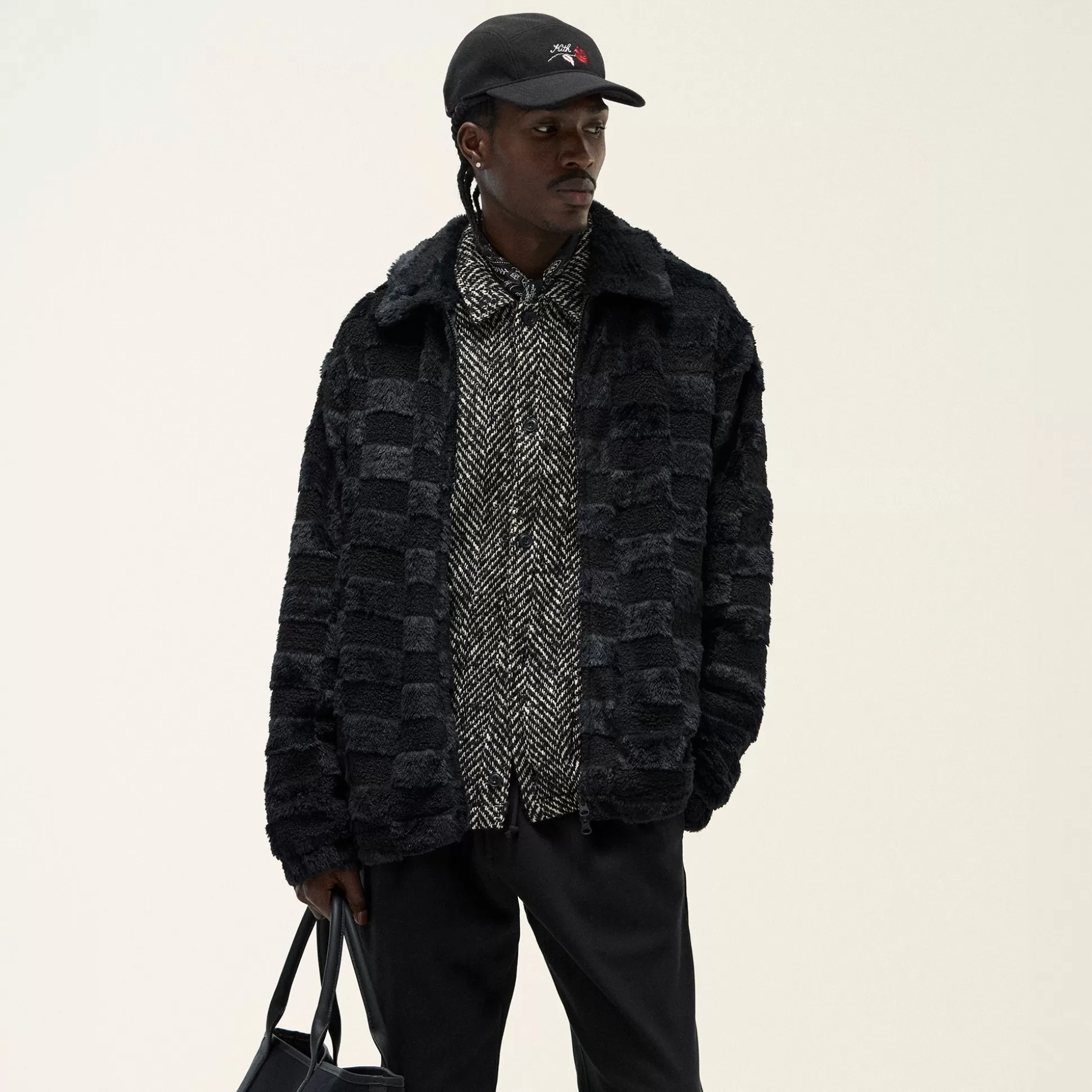 Shop Kith Lloyd Faux Fur Coaches Jacket Black