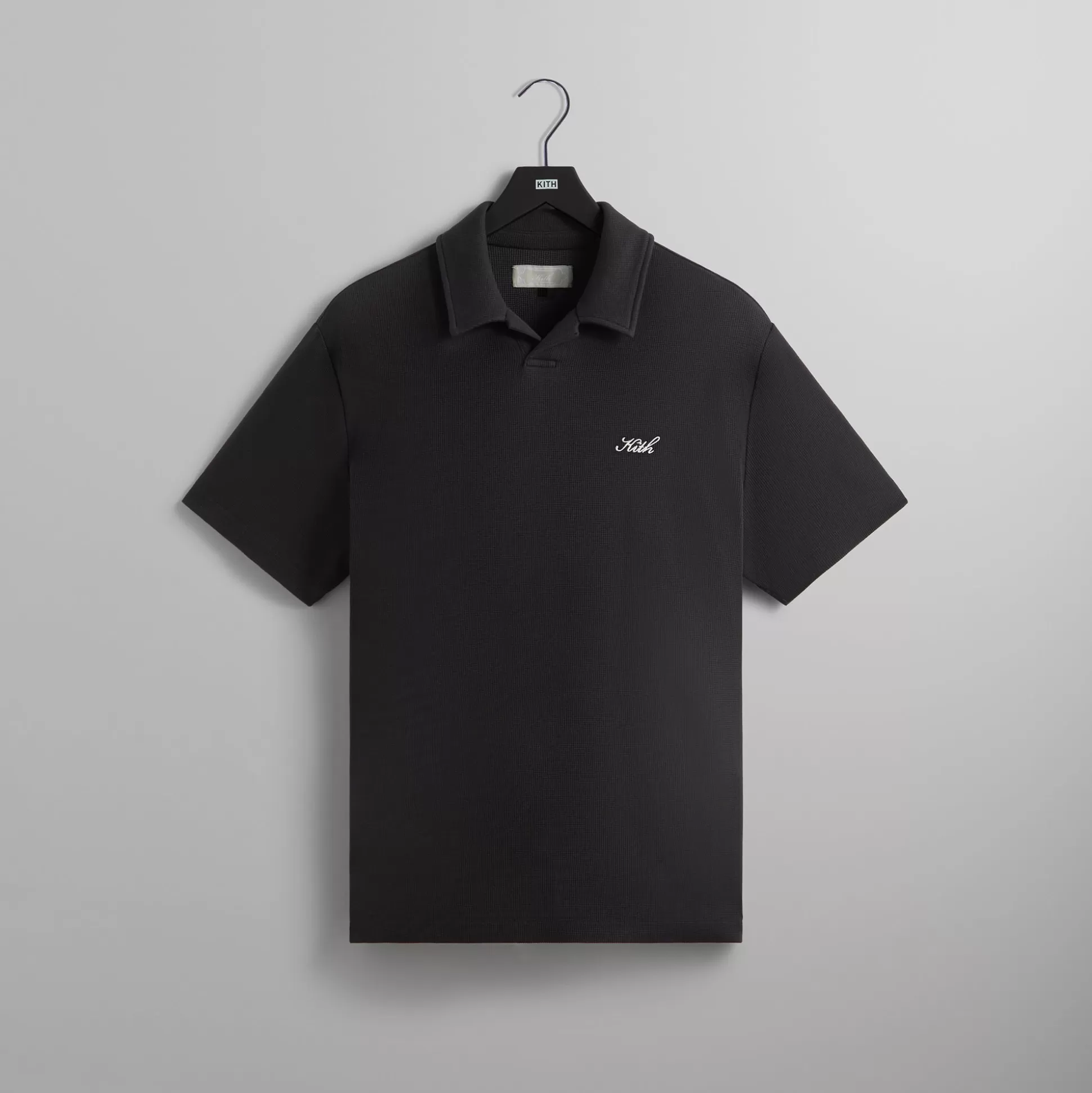 Fashion Kith Micro Waffle Drew Polo Black