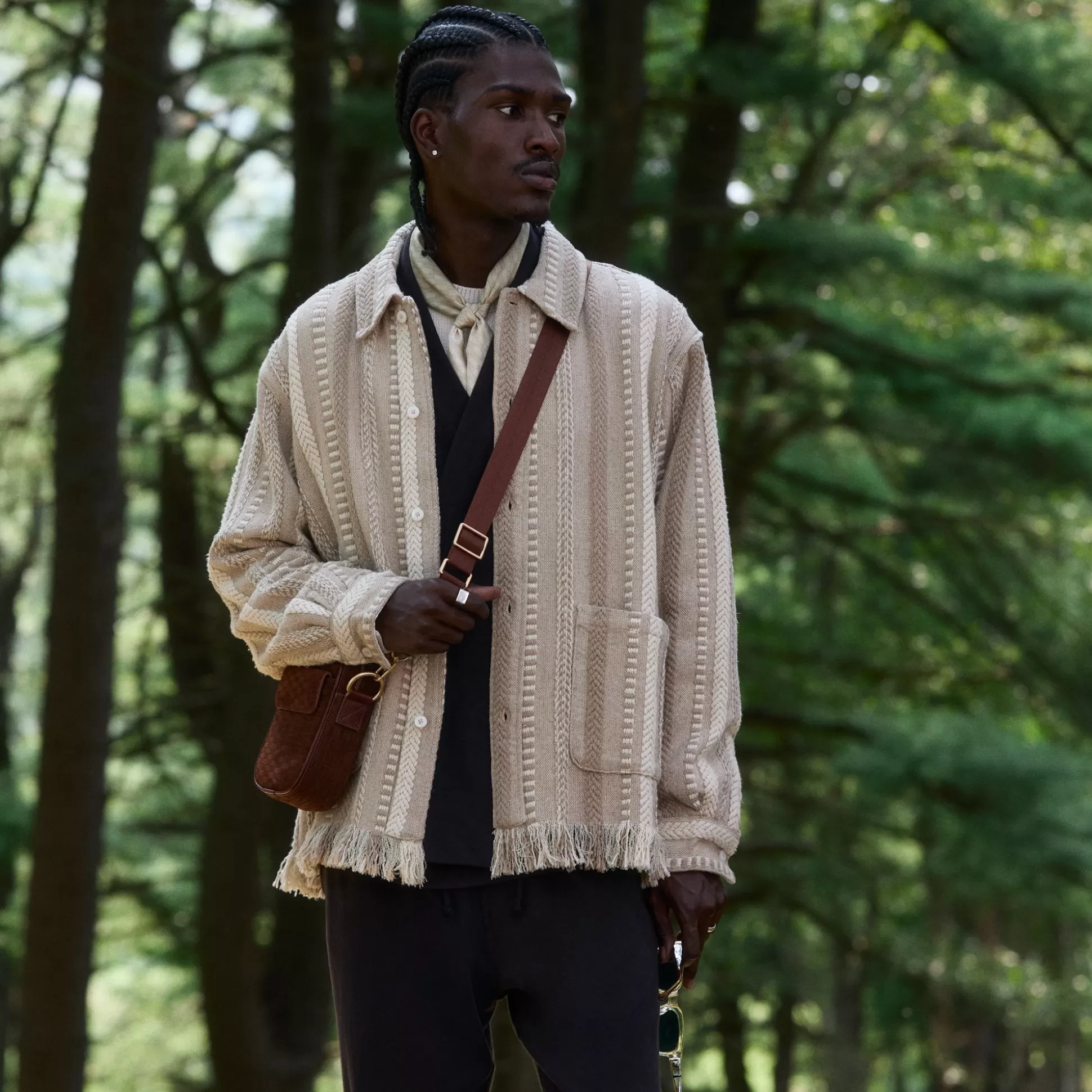 Flash Sale Kith Mixed Stripe Tweed Boxy Collared Overshirt Creme