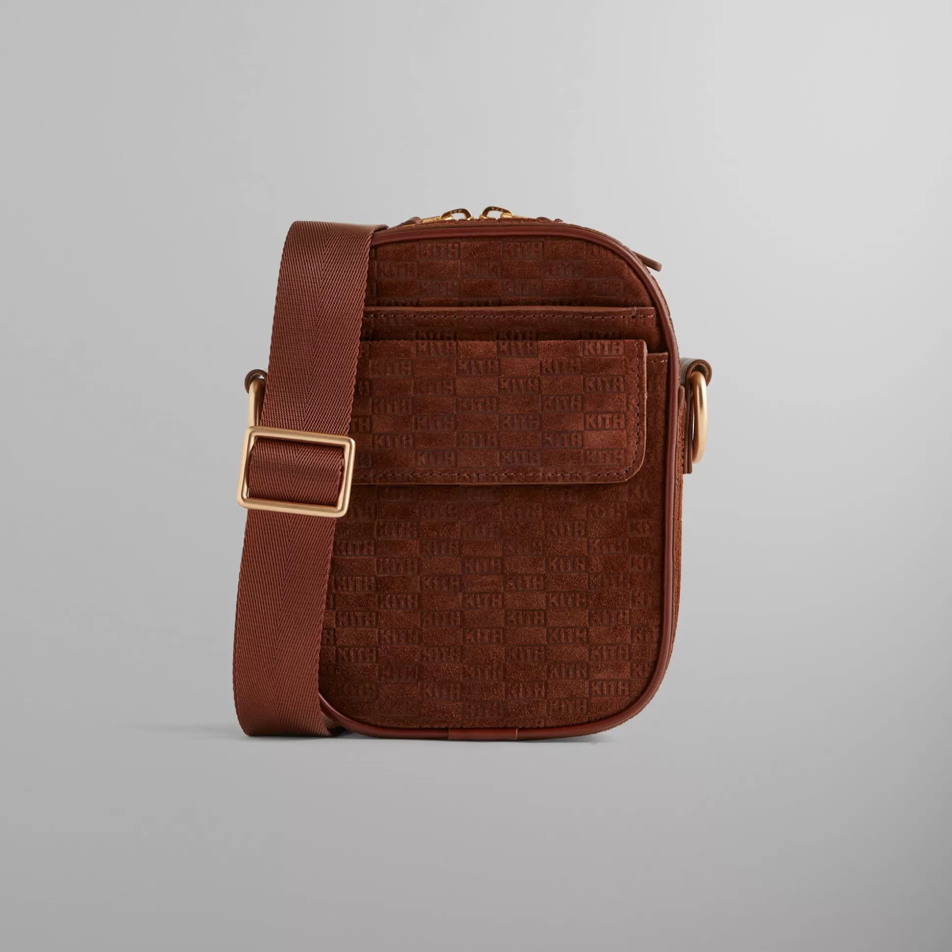 Cheap Kith Monogram Suede Utility Pouch Crossbody Walnut