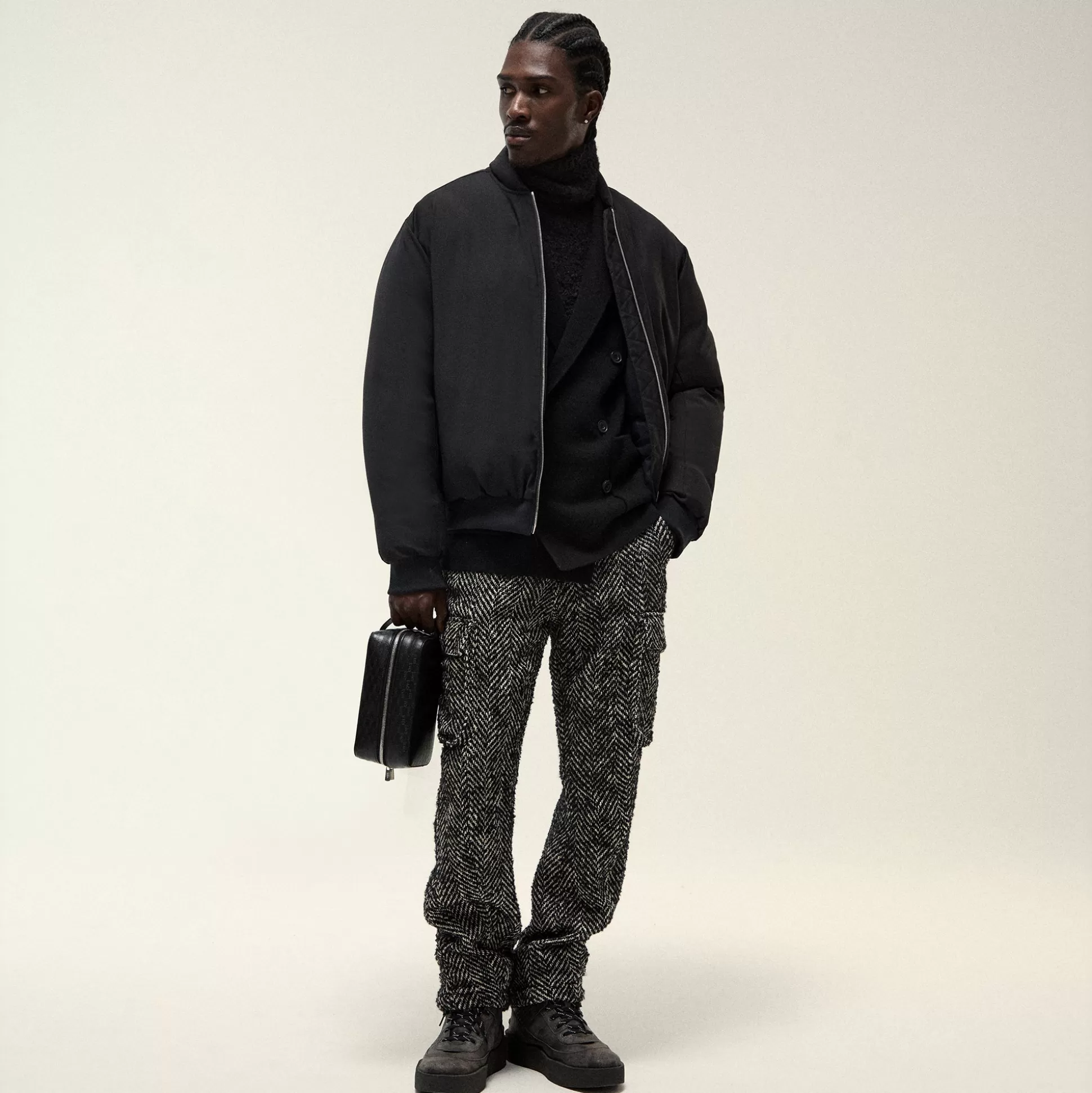 Store Kith Oversized Herringbone Bristol Cargo Pant Black