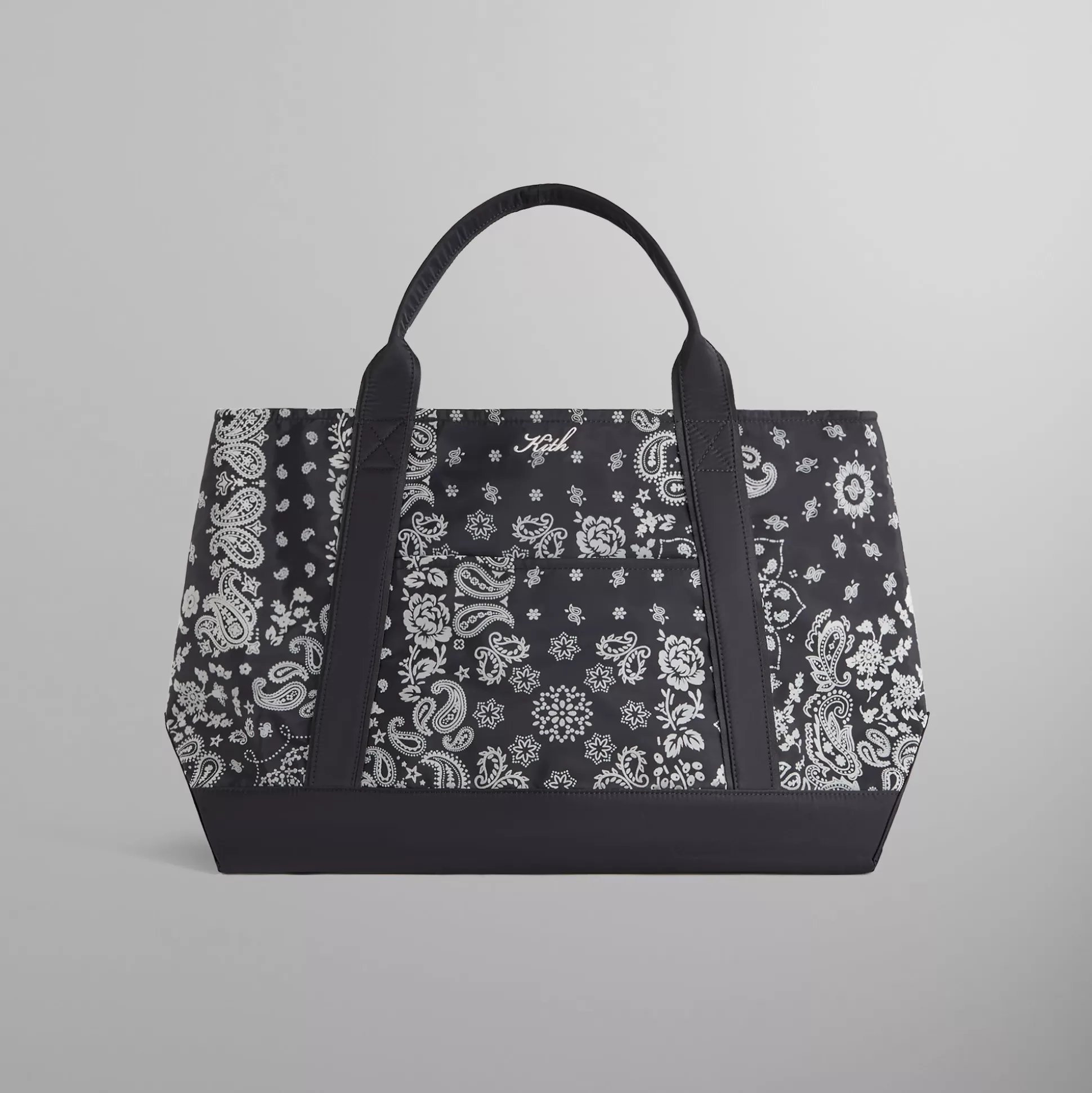 New Kith Paisley Flocked Nylon Tote Bag Black