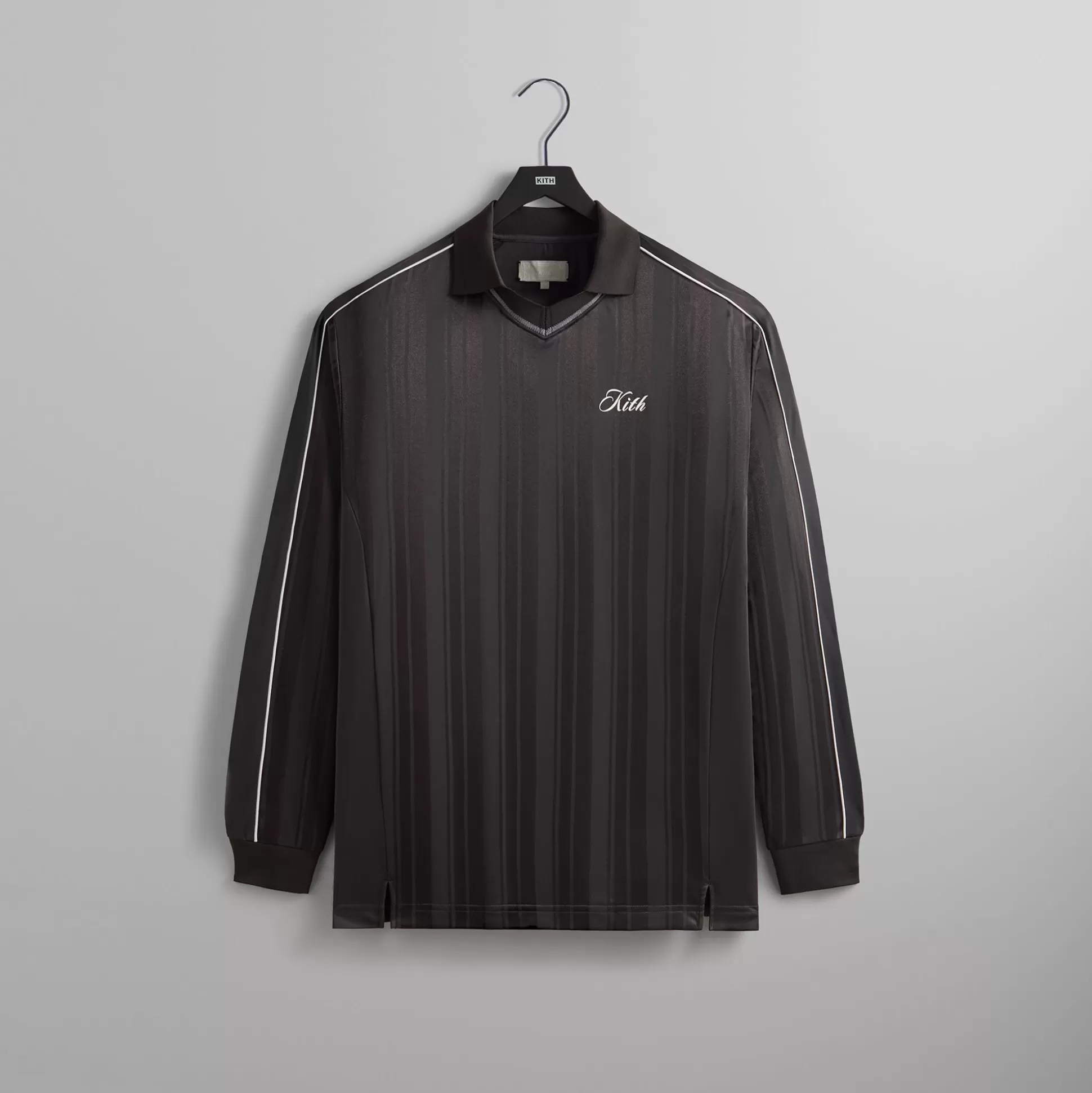 Discount Kith Pinstripe Tricot Panelled Tap In Polo Black Oyster