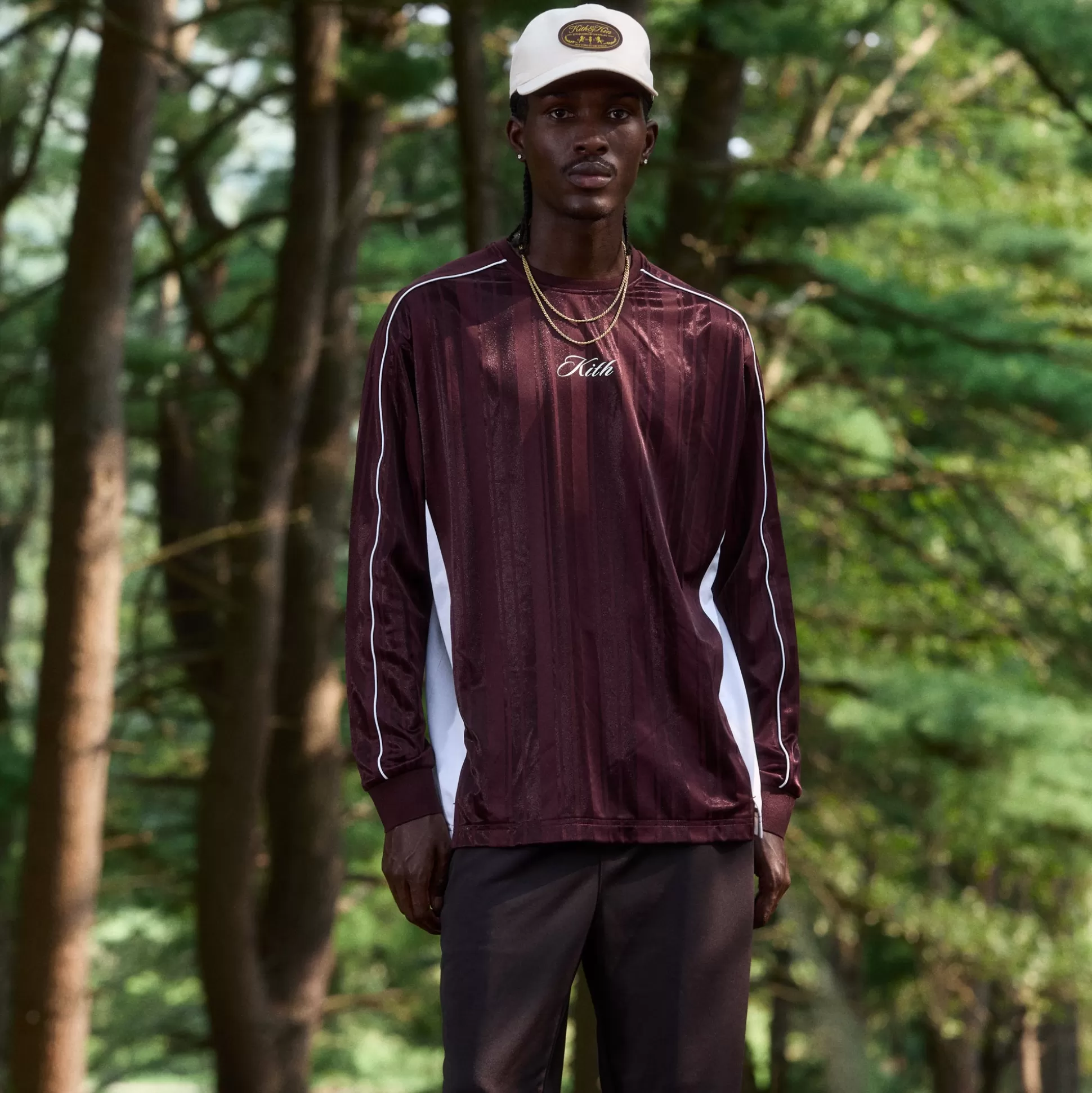 Flash Sale Kith Pinstripe Tricot Panelled Tee Magma