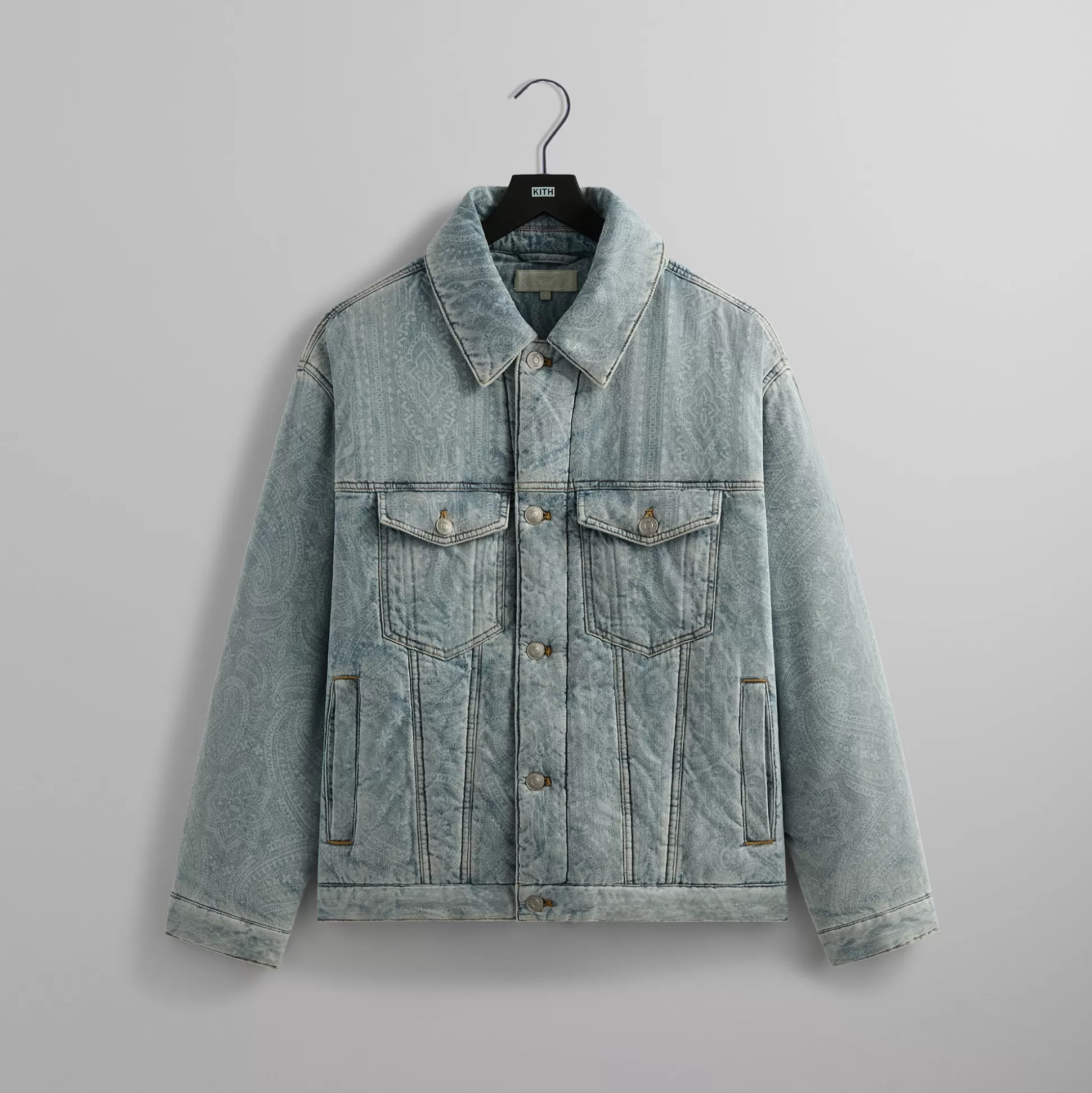 Discount Kith Puffed Jase Paisley Denim Jacket Light Indigo