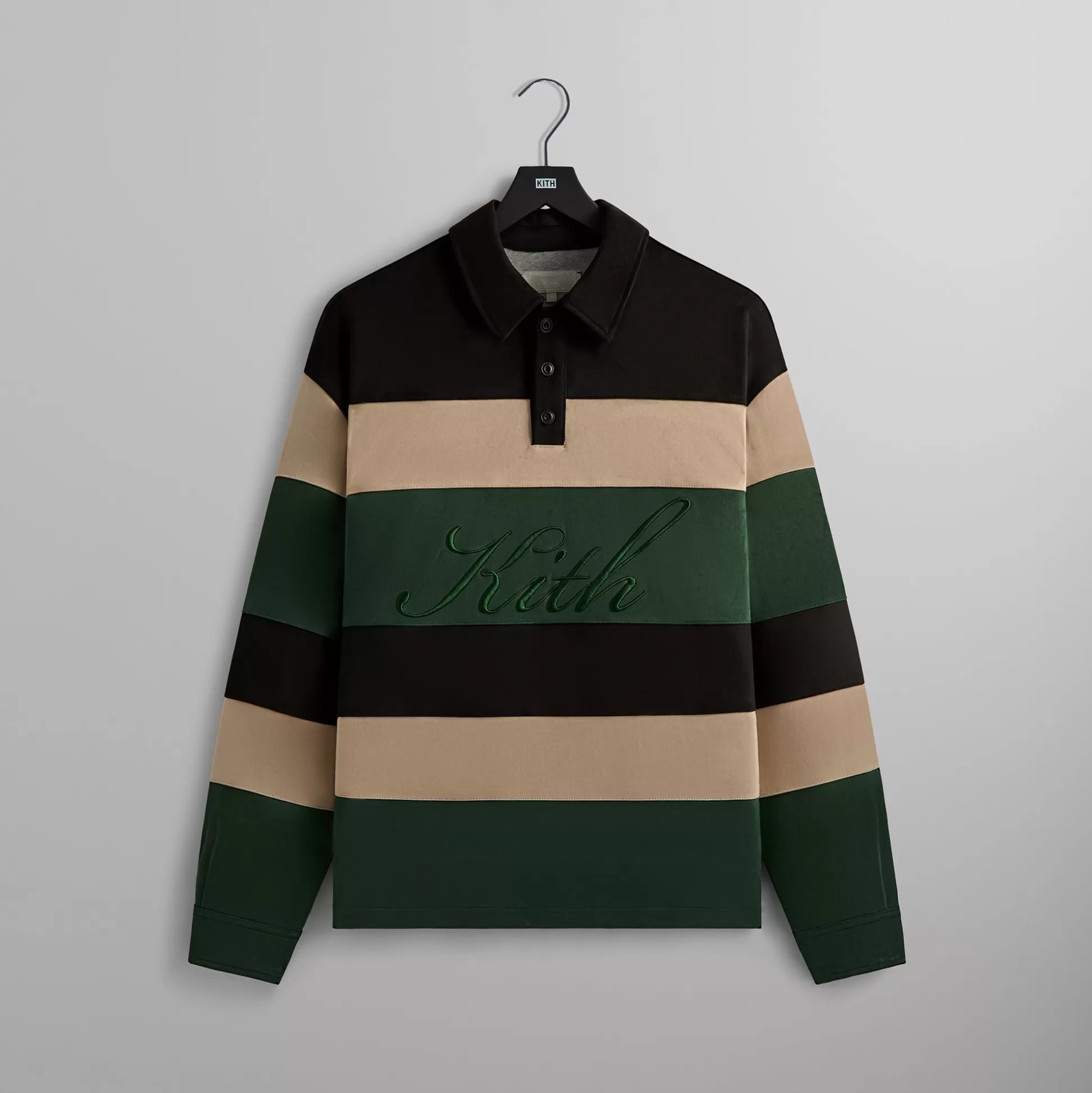 Best Kith Stripe Microsuede Tanner Pullover Black