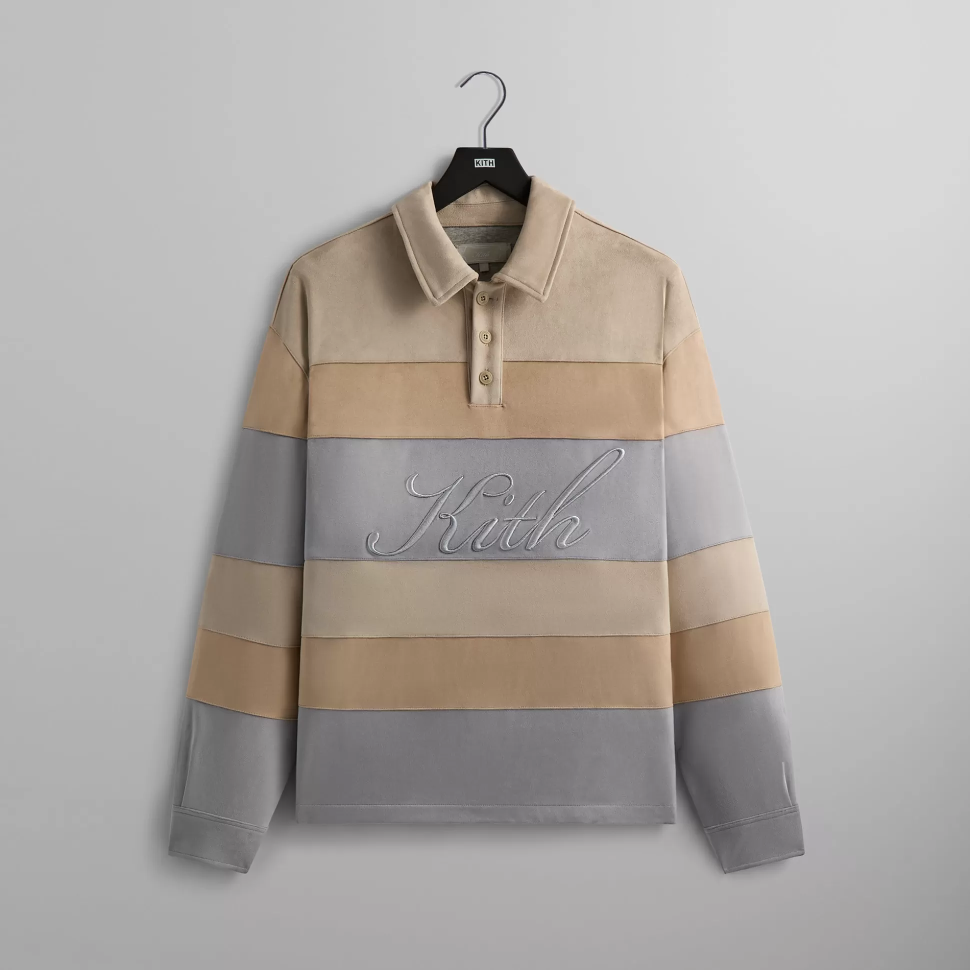 Flash Sale Kith Stripe Microsuede Tanner Pullover Sandrift