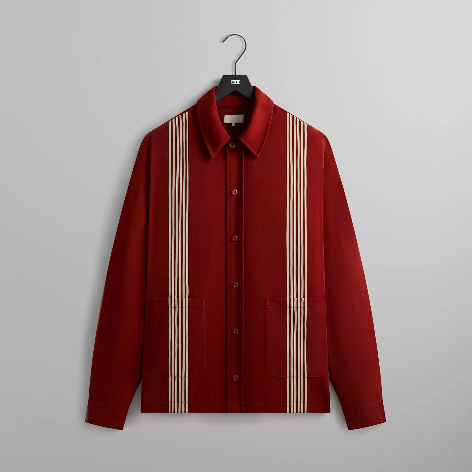 Store Kith Sueded Sateen Boxy Collared Overshirt Almandine