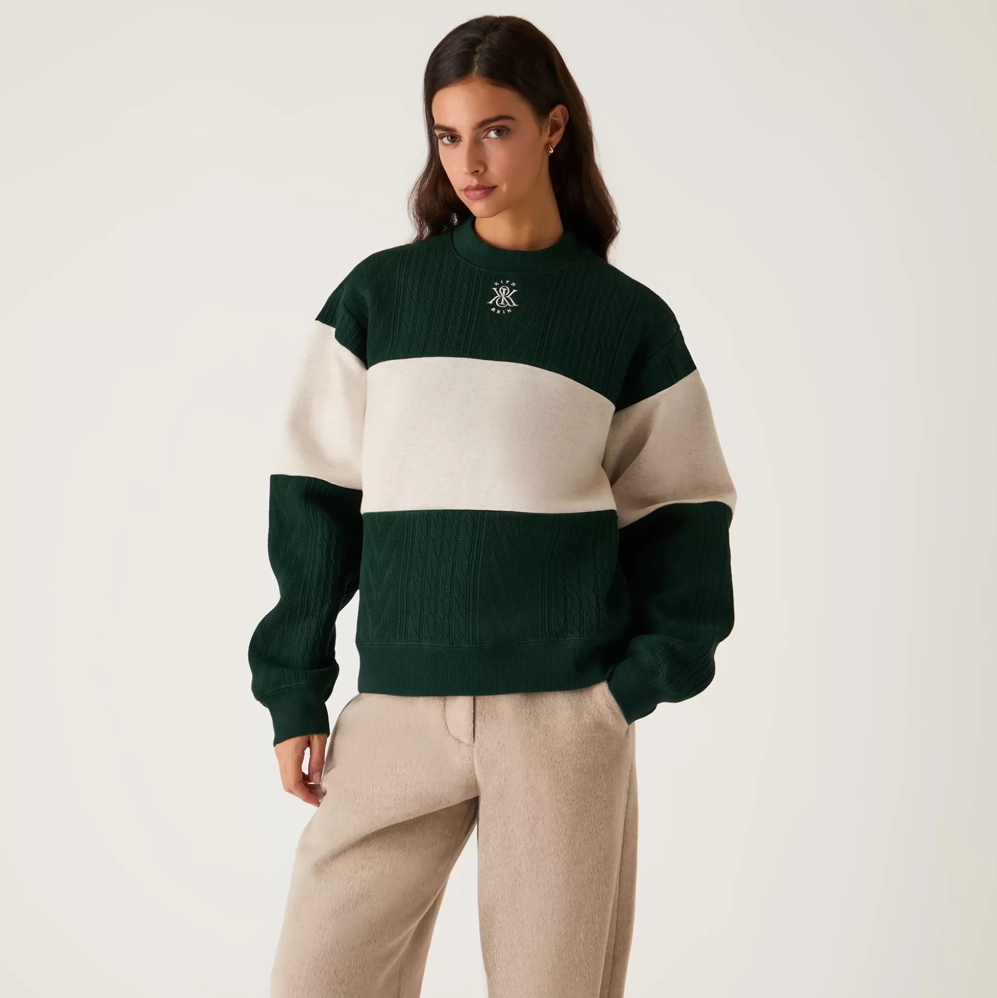 Outlet Kith Women Ashwin Cable Panelled Crewneck Stadium