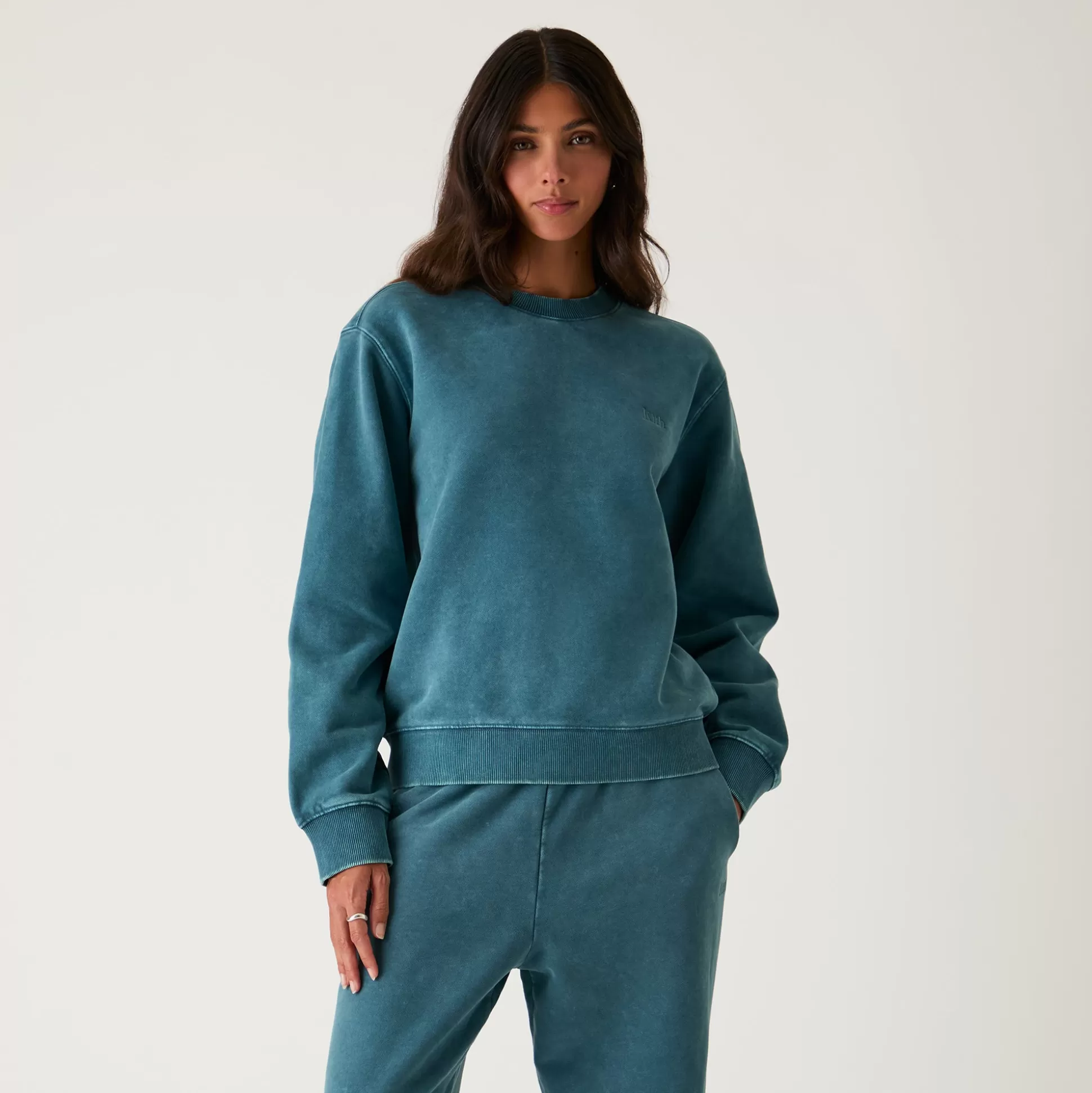 Sale Kith Women Ashwin Sueded Crewneck Anchor