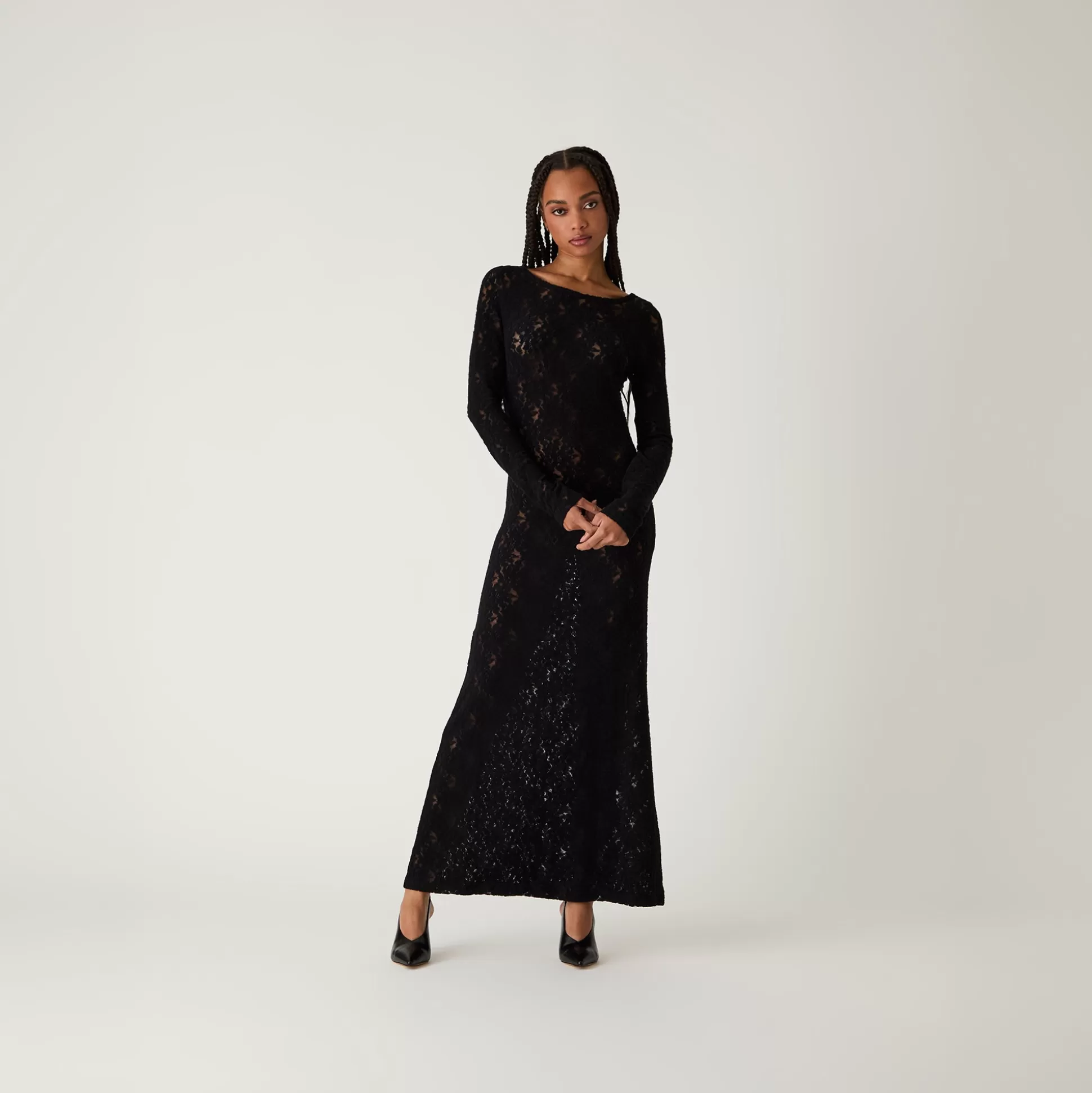 Shop Kith Women Bailey Plush Lace Maxi Dress Black