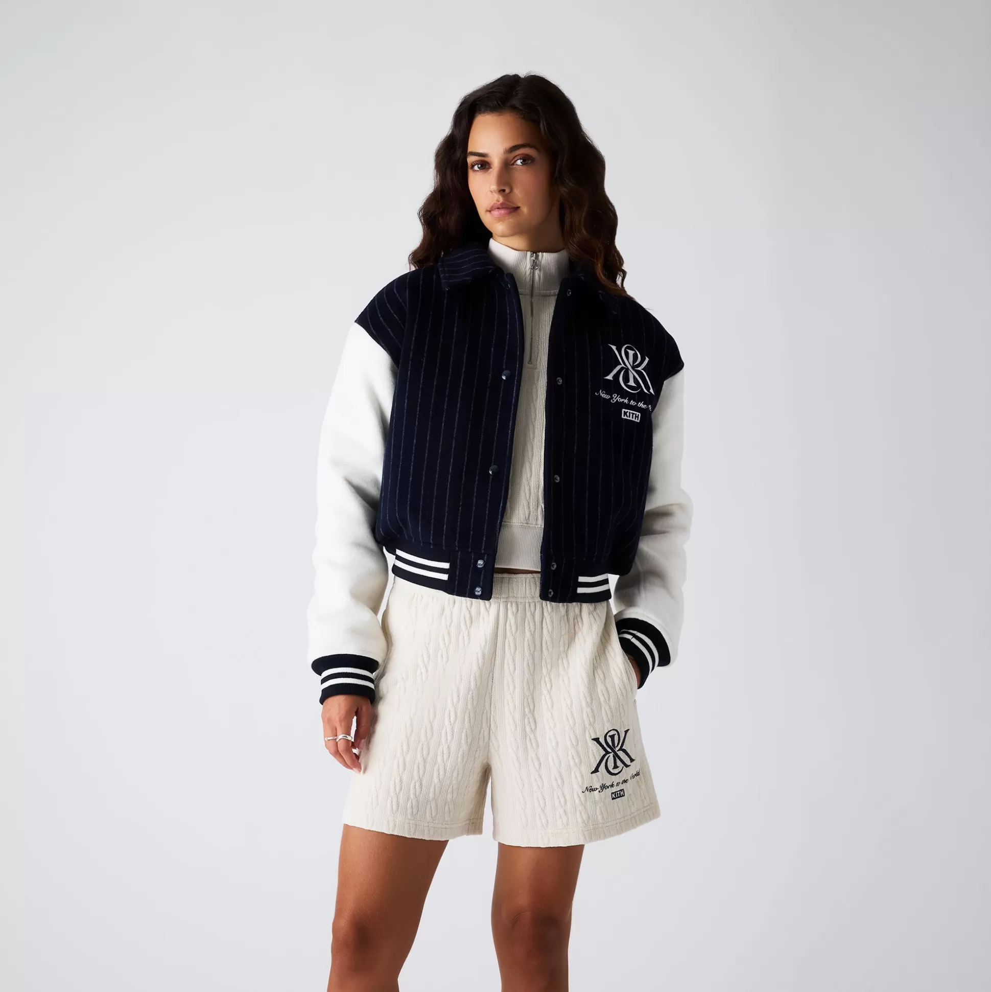 New Kith Women Campbell Crest Wool Jacket Nocturnal