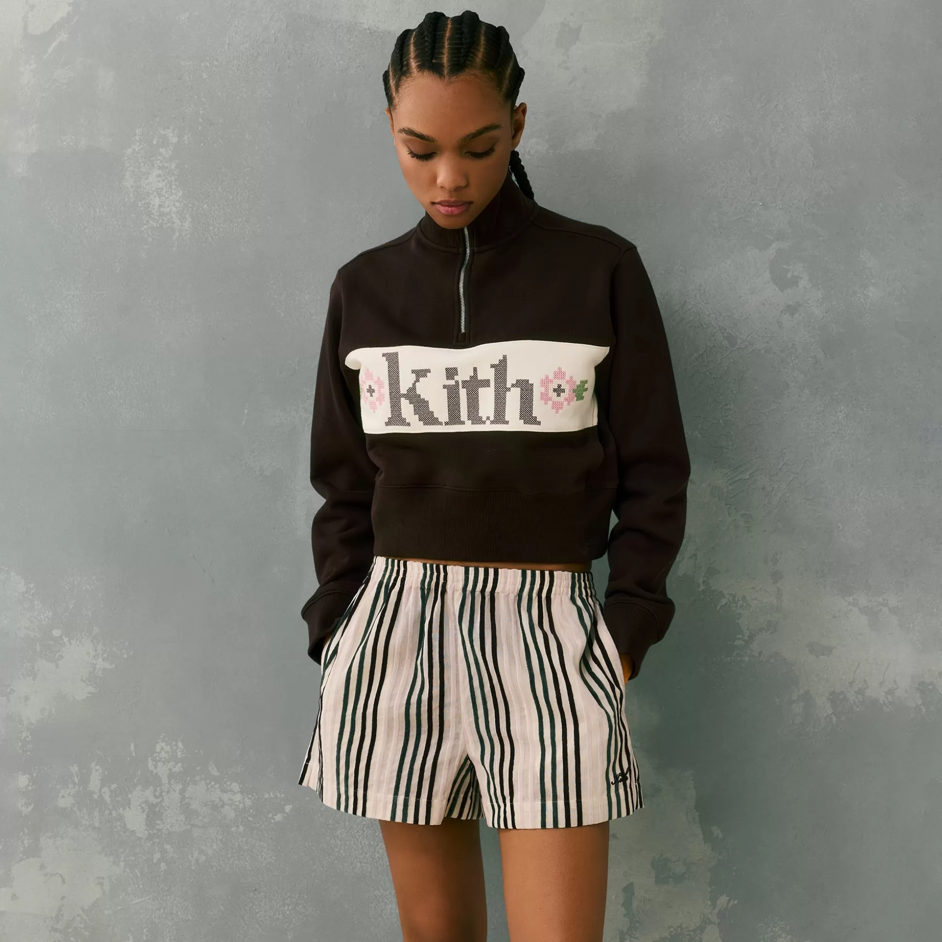 Best Sale Kith Women Hunter II Needlepoint 1/4 Zip Incognito