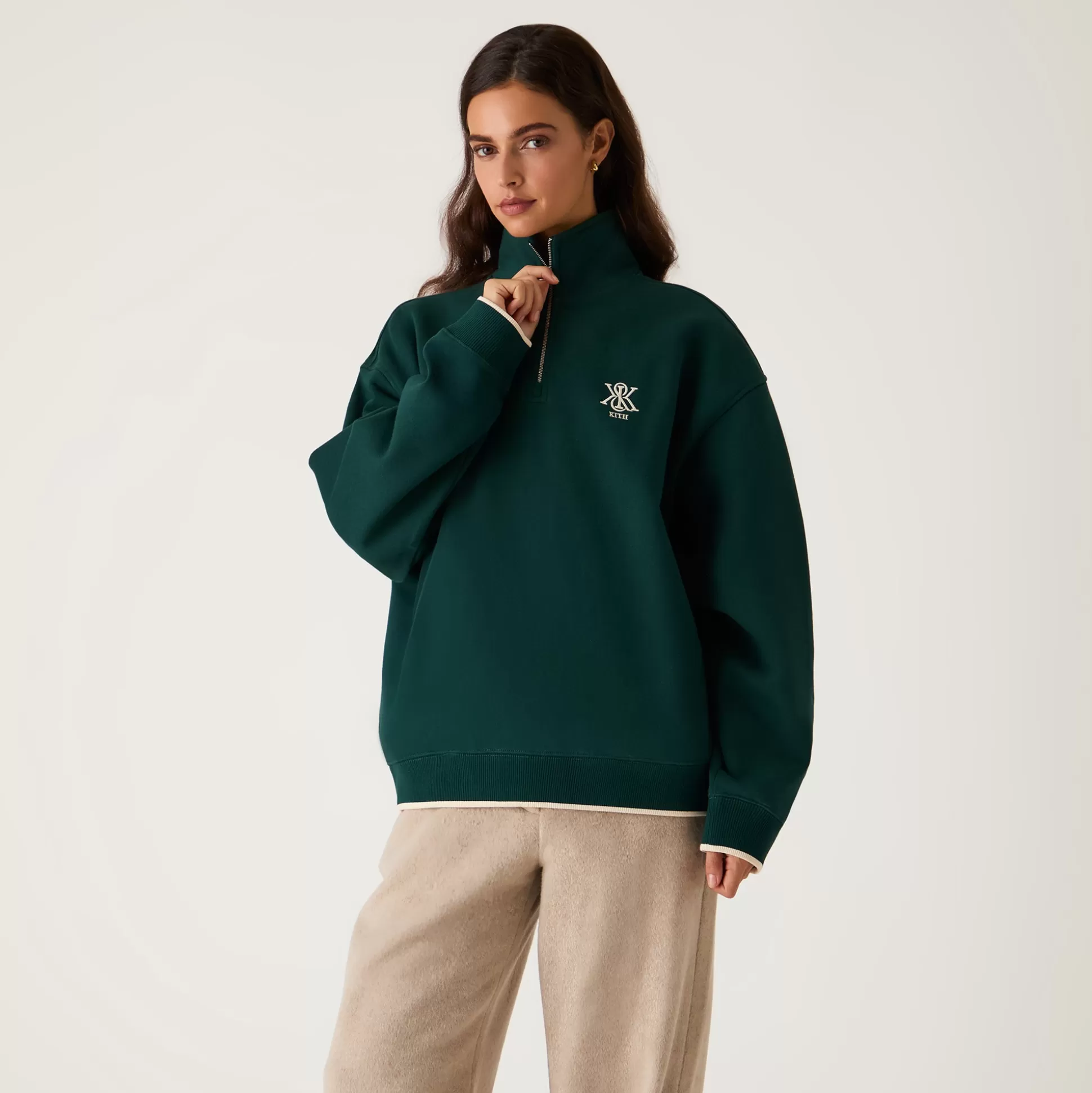 New Kith Women Hunter III Crest Quarter Zip Chronicle