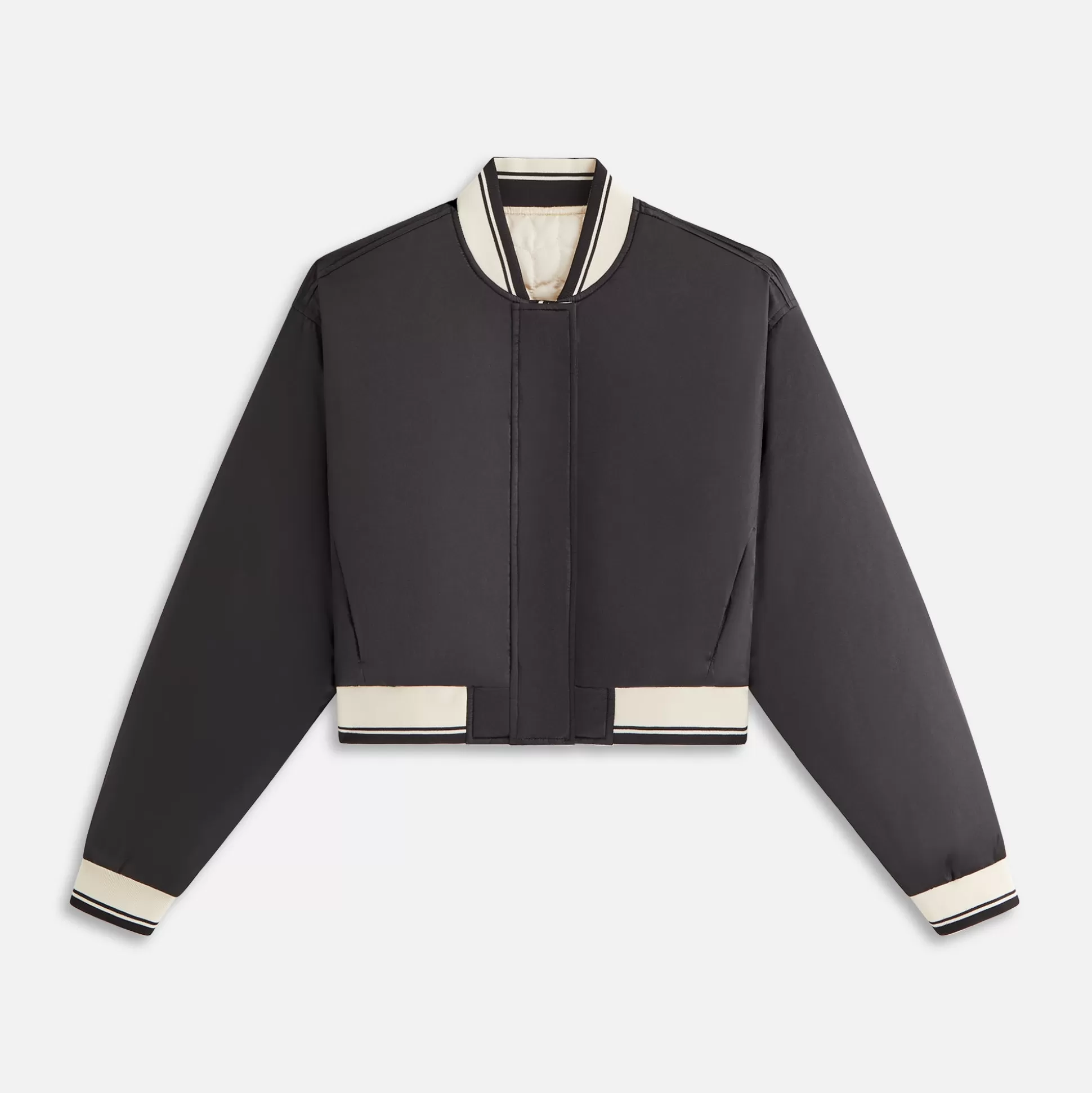 Best Kith Women Landry Cropped Satin Bomber Black