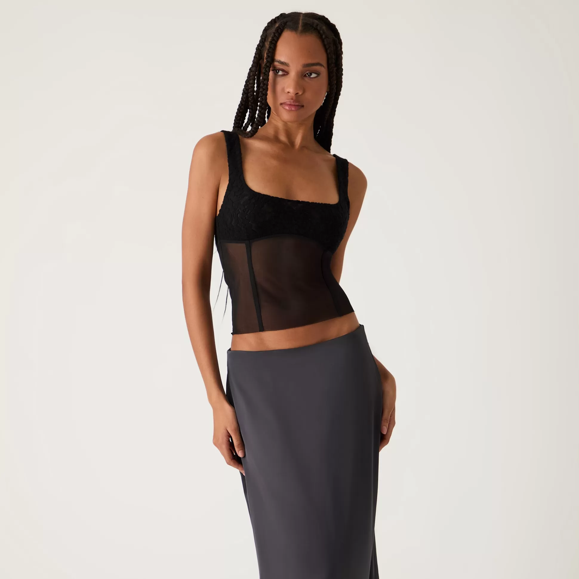 Best Sale Kith Women Liyah Plush Lace Mesh Tank Black