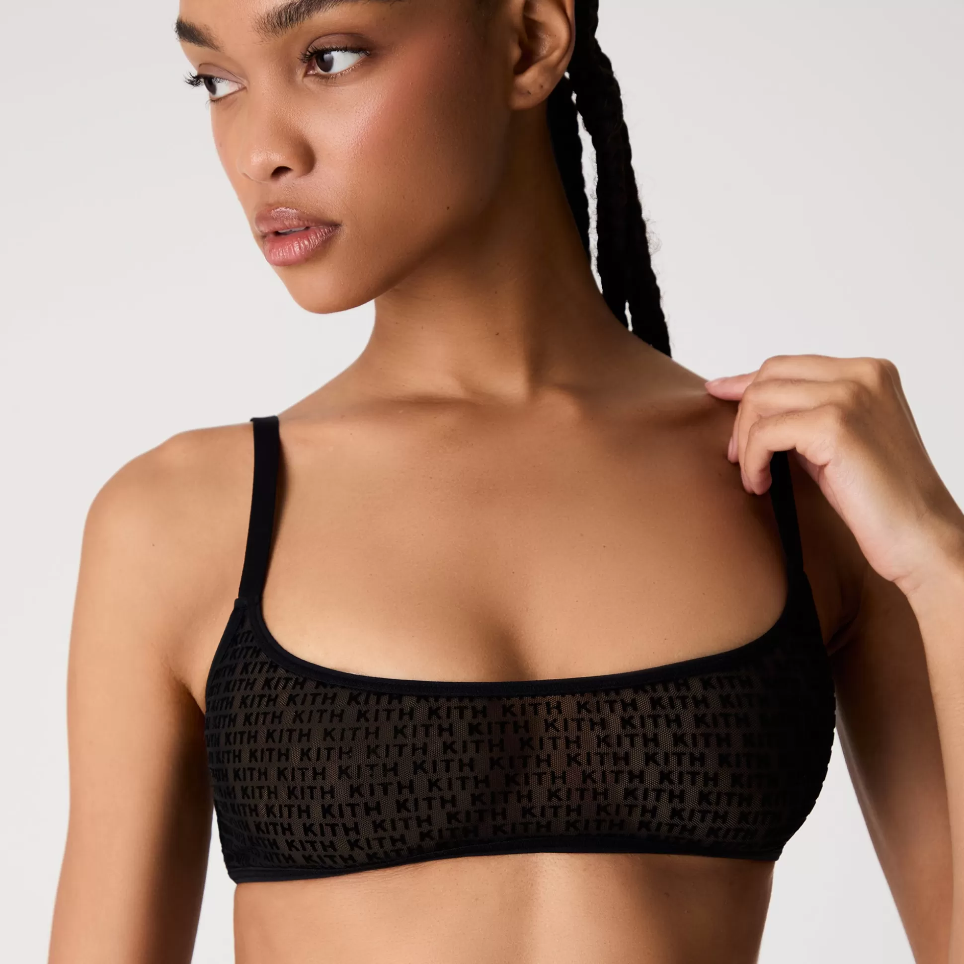 Fashion Kith Women Mesh Balconette Bralette Black