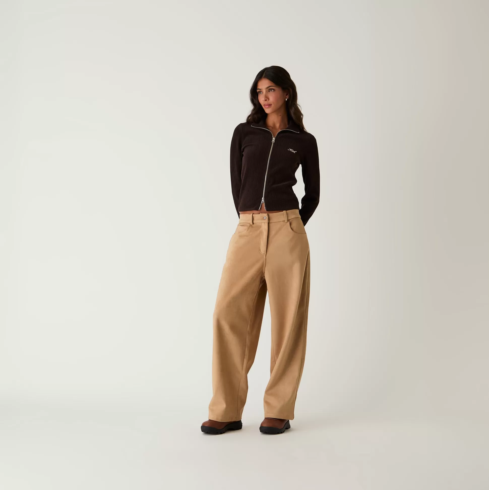 Online Kith Women Miren Microsuede Five Pocket Pant Birch