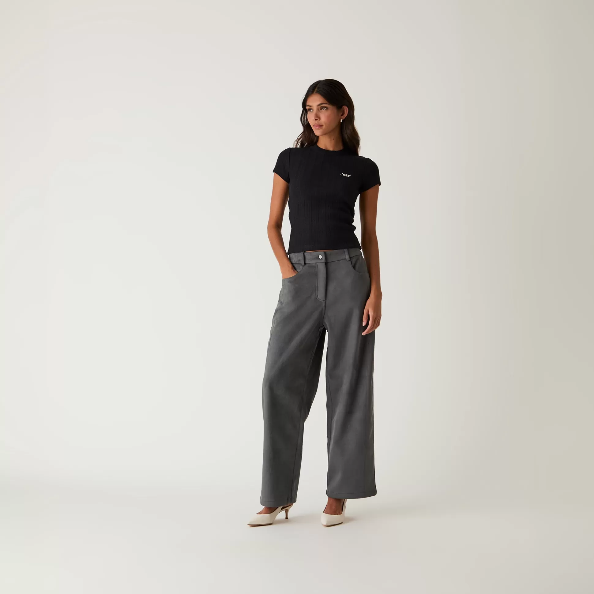 Best Sale Kith Women Miren Microsuede Five Pocket Pant Asteroid