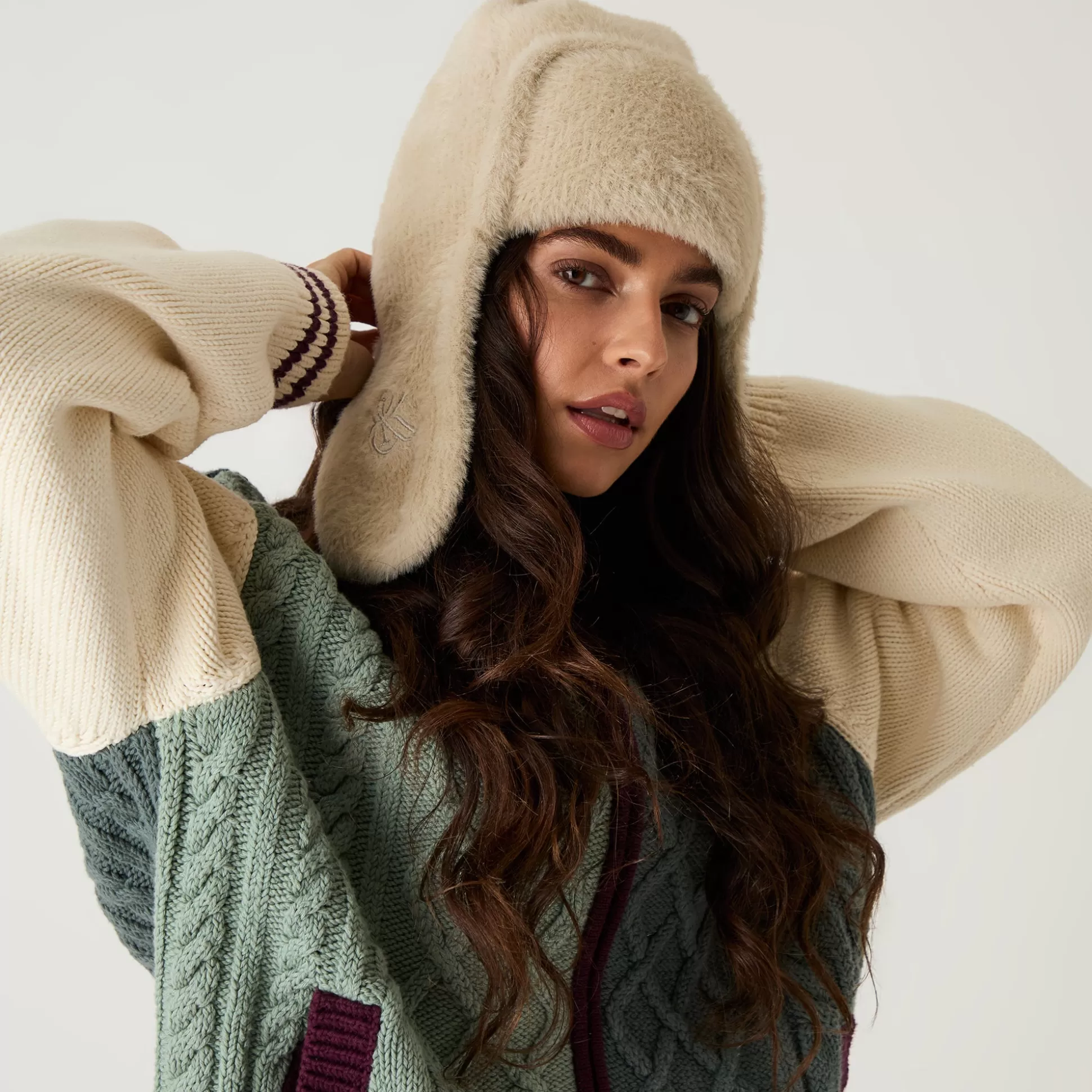 Shop Kith Women Mohair Earflap Beanie Oat