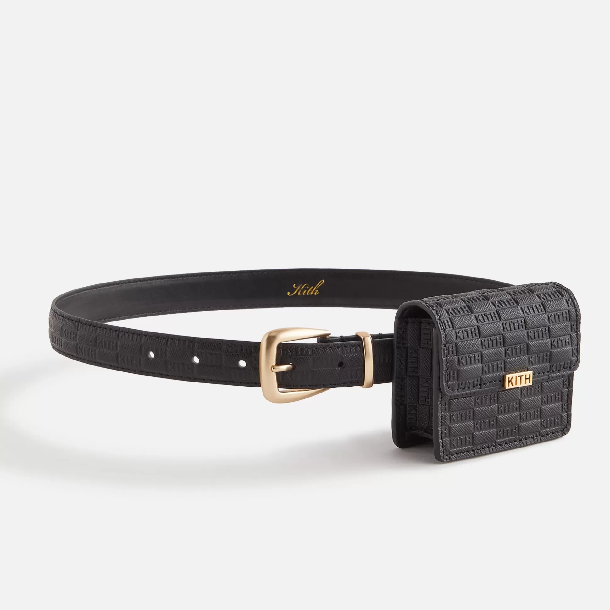 Outlet Kith Women Monogram Debossed Saffiano Belt With Pouch Black