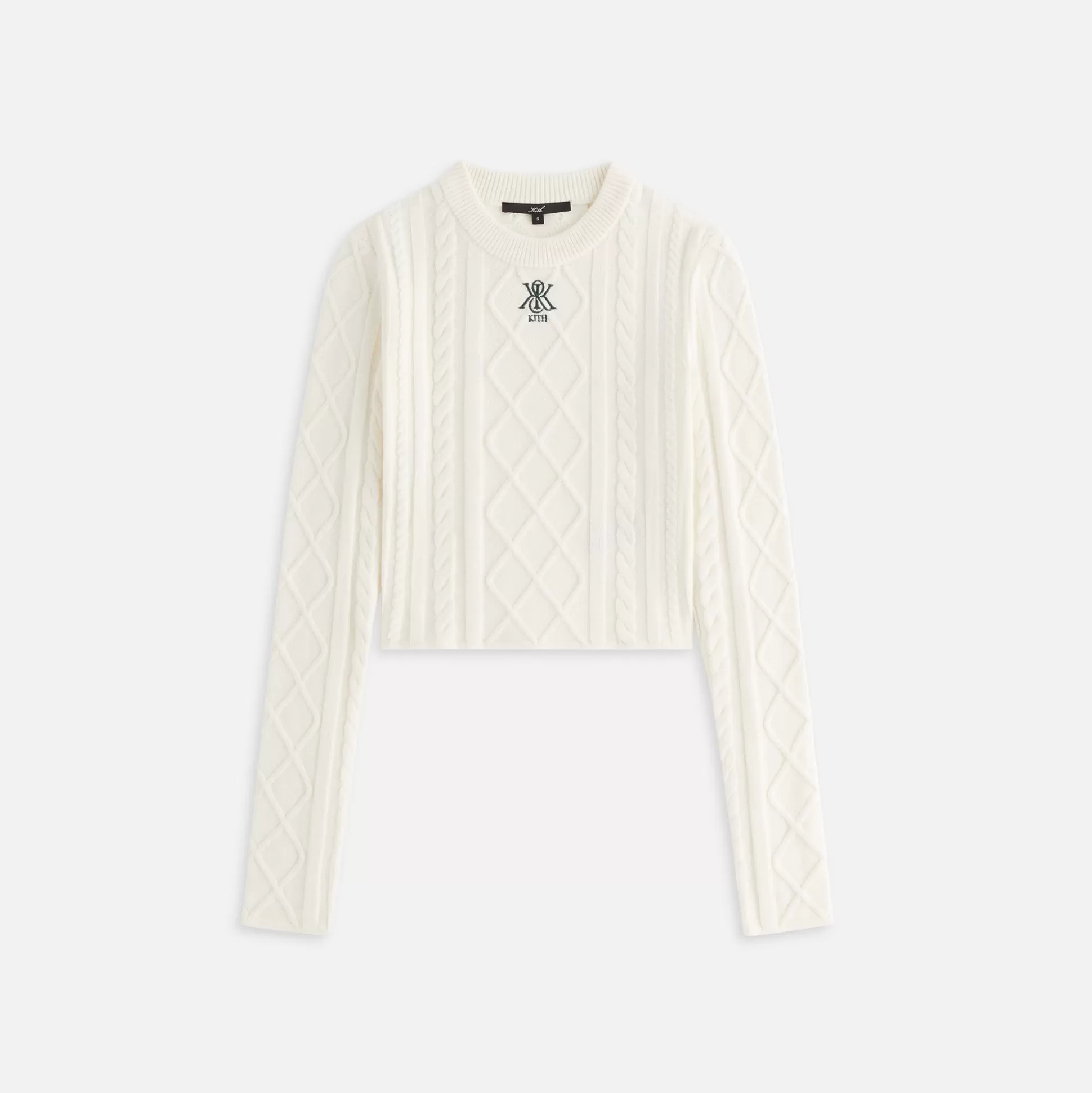 Clearance Kith Women Mulberry Cable Knit Crest Long Sleeve Sandrift