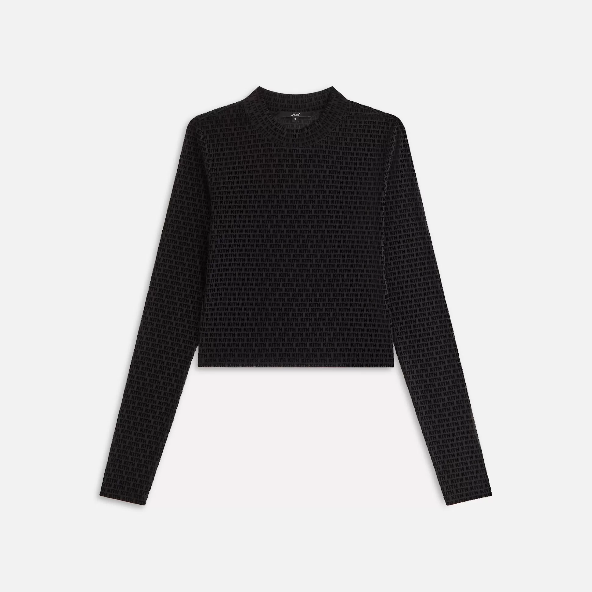 Outlet Kith Women Mulberry Monogram Mesh Long Sleeve Tee Black