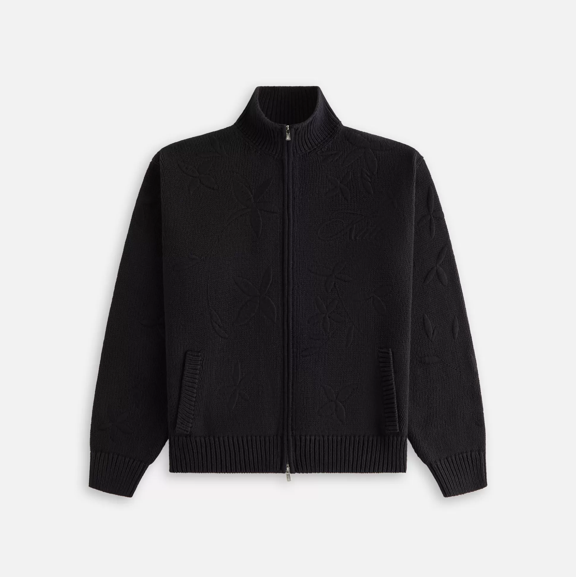 Hot Kith Women Oversized Wyler Floral Full Zip Sweater Black