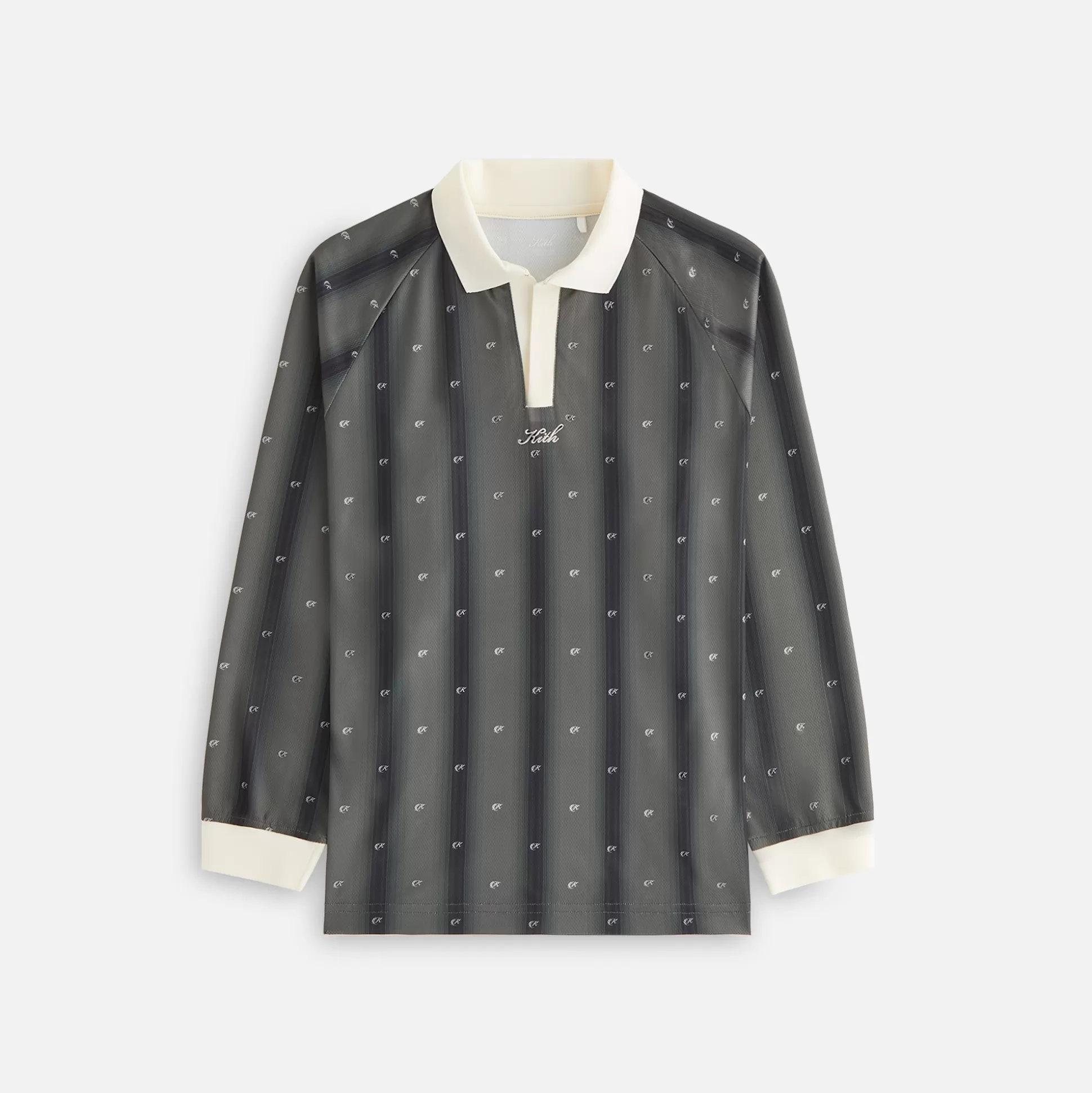 Shop Kith Women Ridley Polo Monogram Long Sleeve Jersey Black