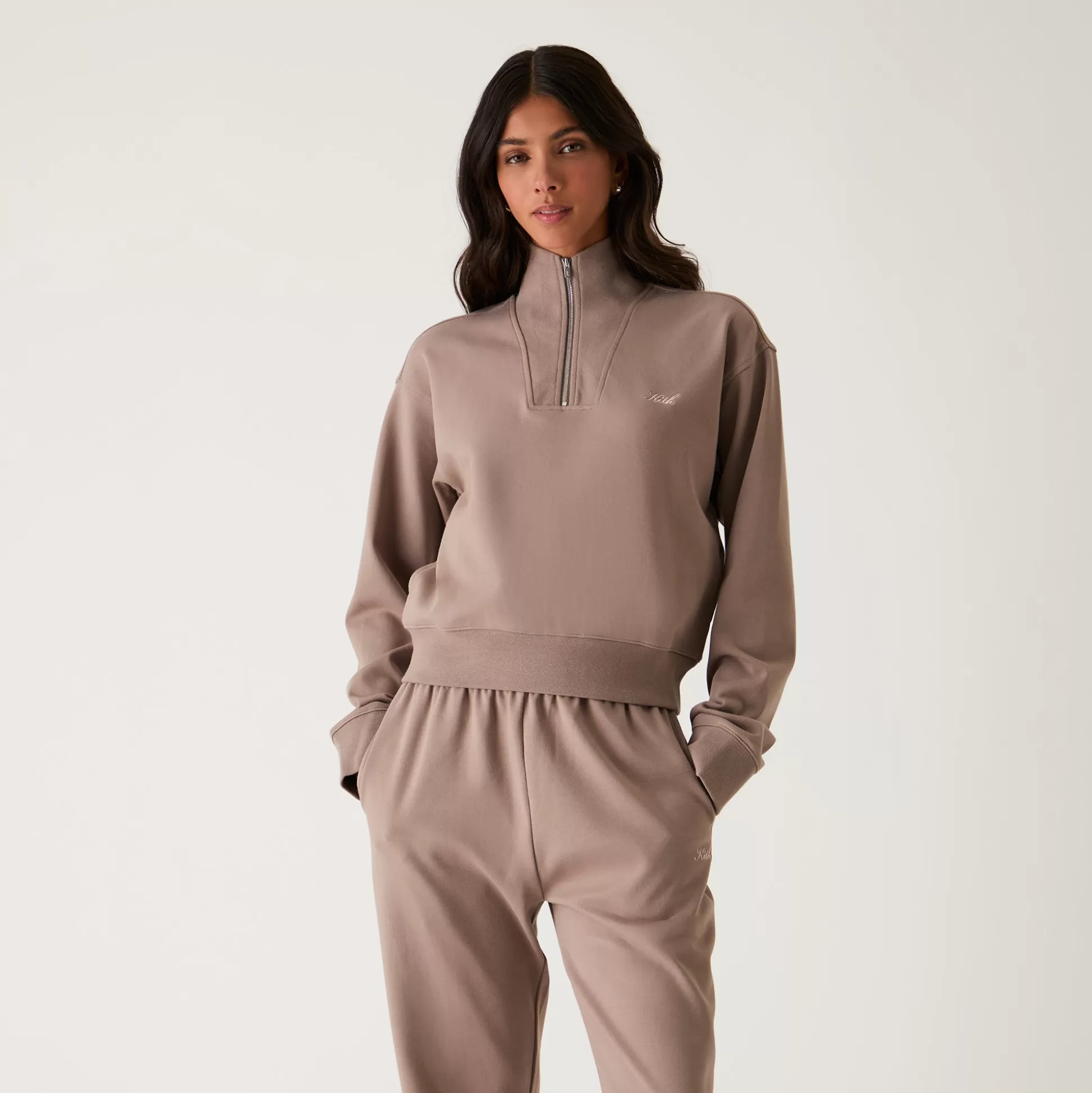 Sale Kith Women Ryder Quarter Zip Quicksand