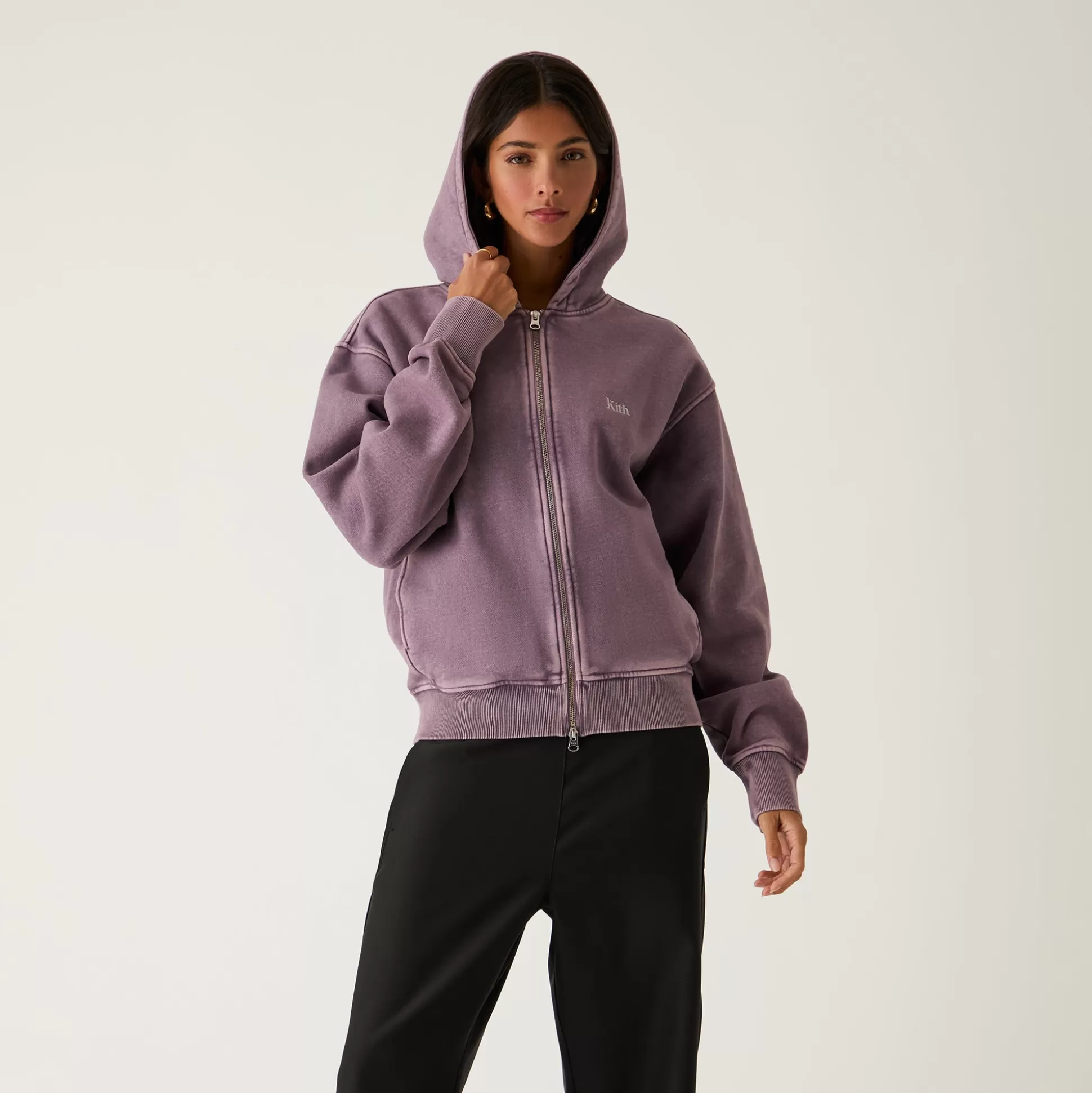 New Kith Women Tanner Sueded Hoodie Echo