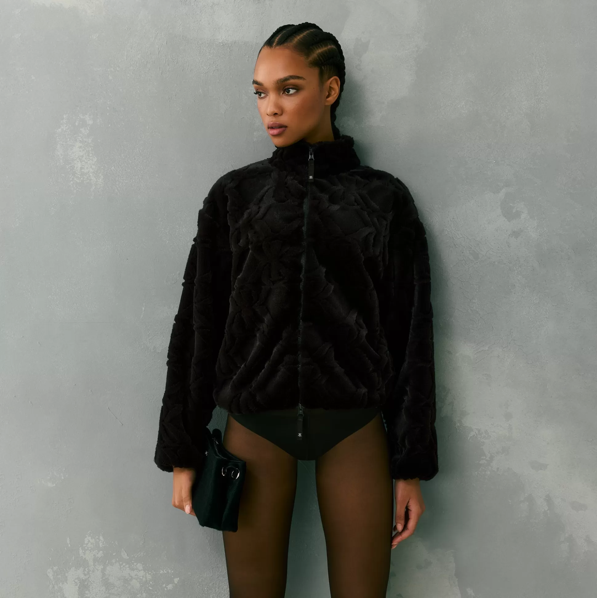 New Kith Women Waverly II Crest Fur Jacket Incognito