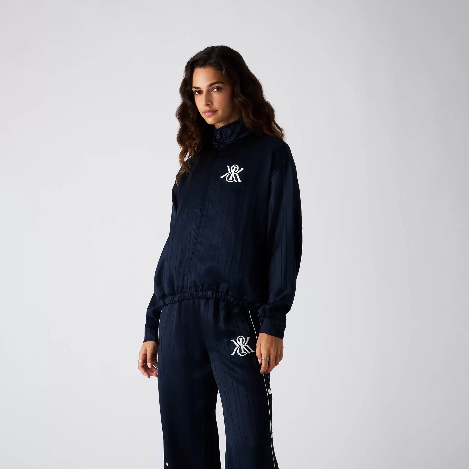 Sale Kith Women Wrenley Satin Crest Track Jacket Nocturnal