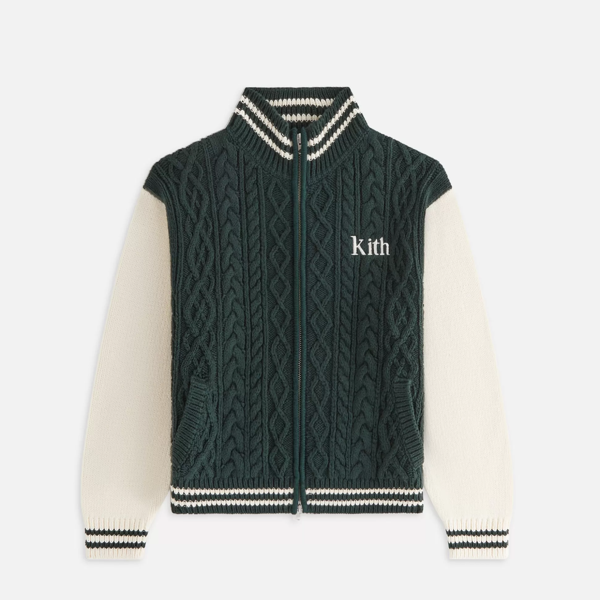 Online Kith Women Wyler Cable Full Zip Sweater Stadium