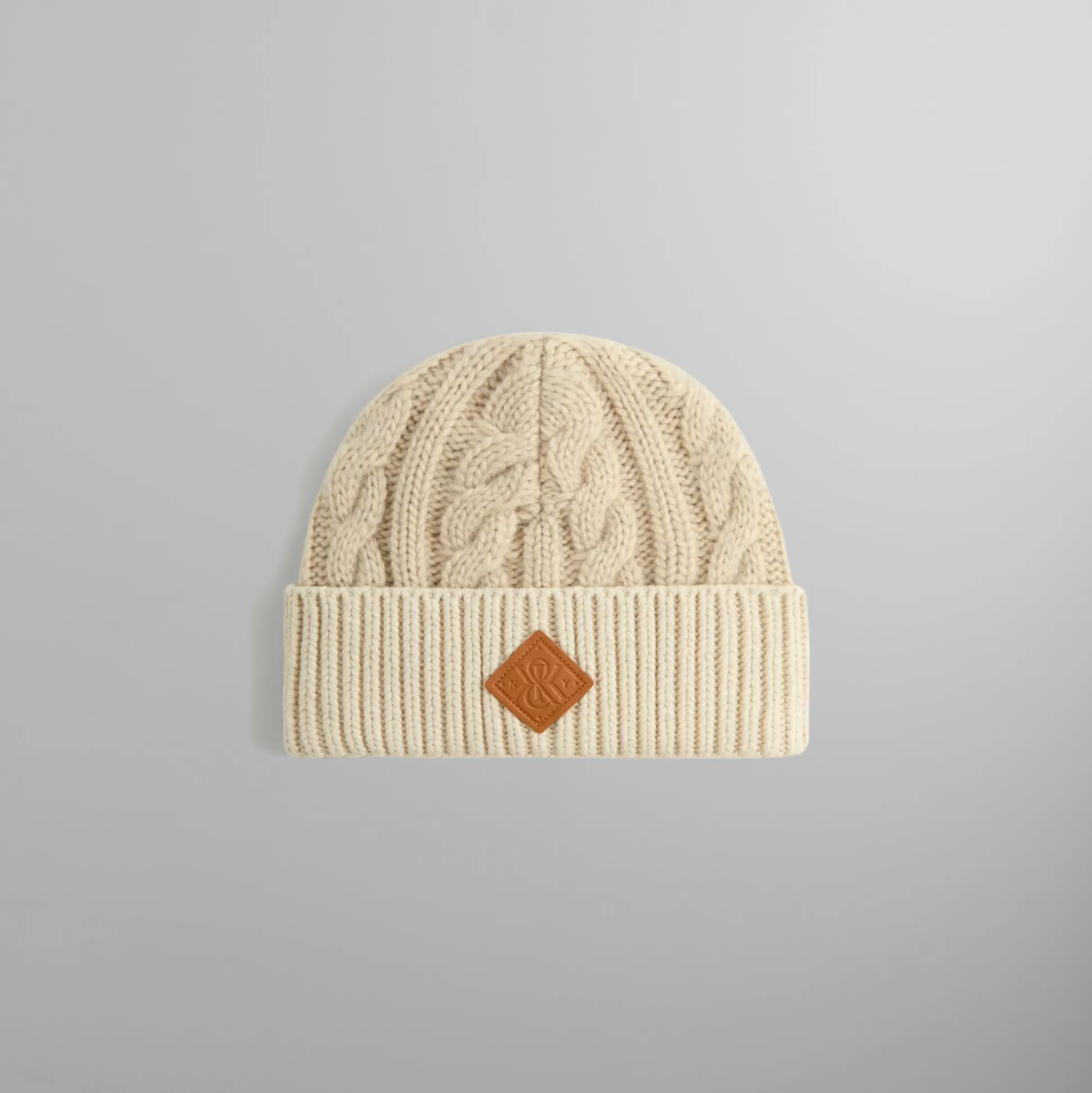 Online Kith mas Leather Crest Mia Beanie Heather Oatmeal