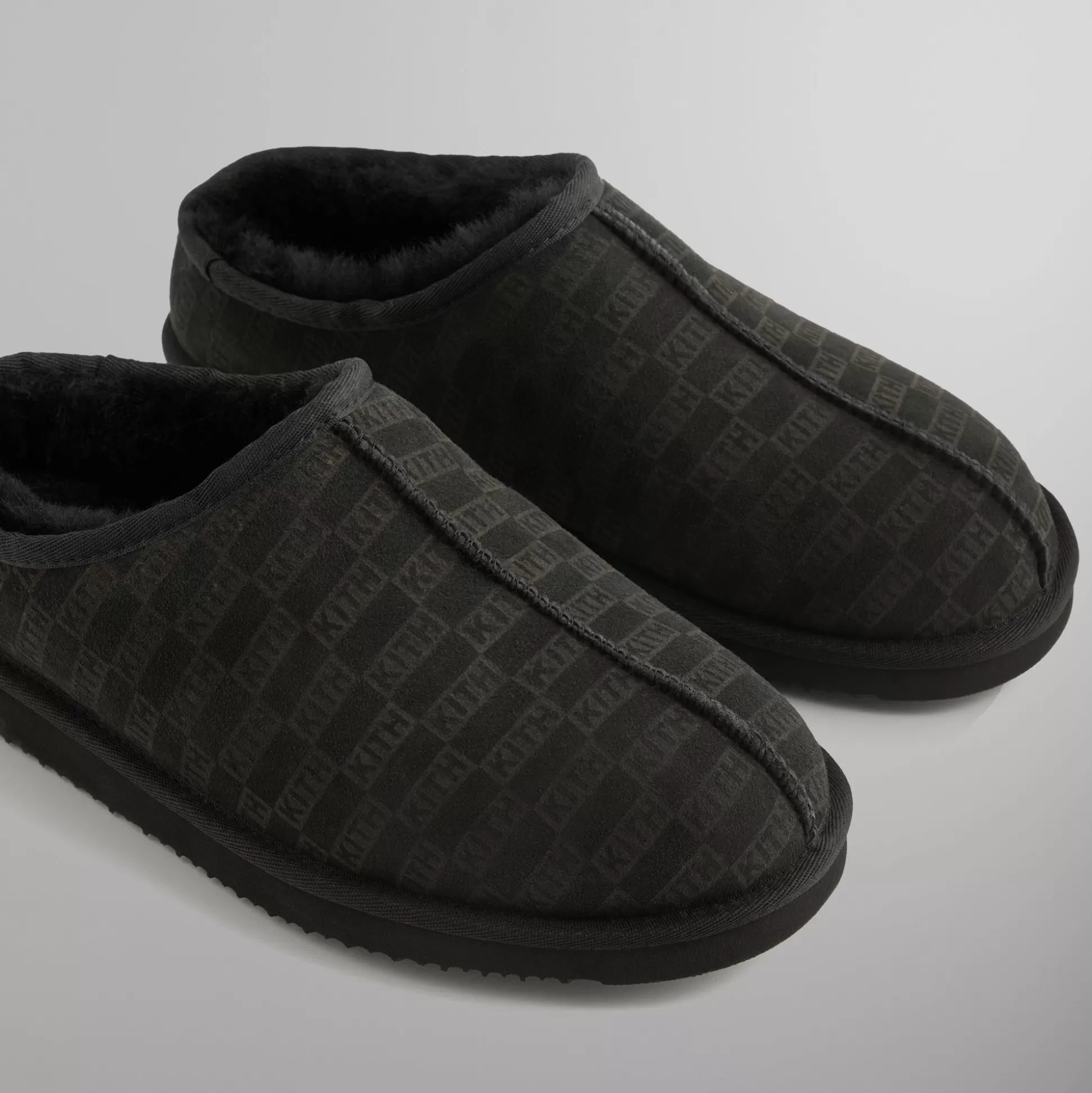 Sale Kith mas Monogram Shearling Slippers Black