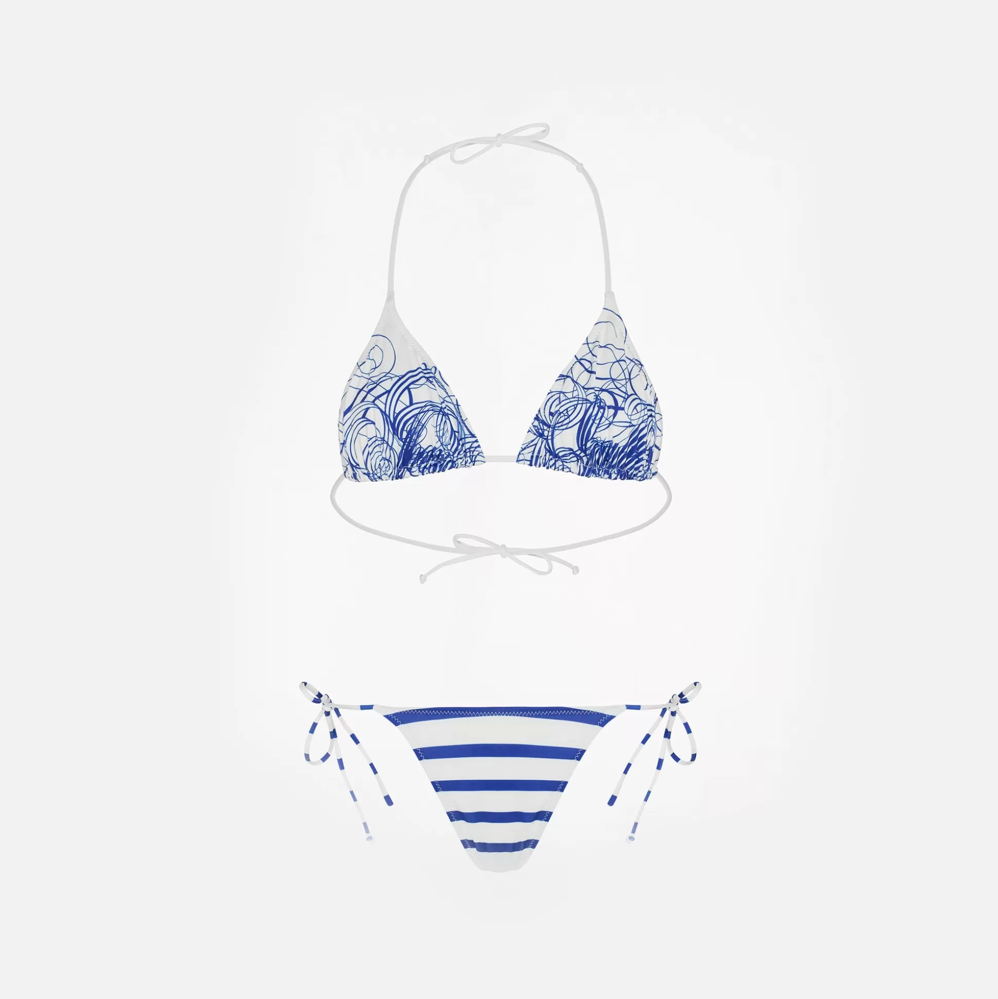 Outlet Jean Paul Gaultier marinière calligraphe printed jersey bikini set