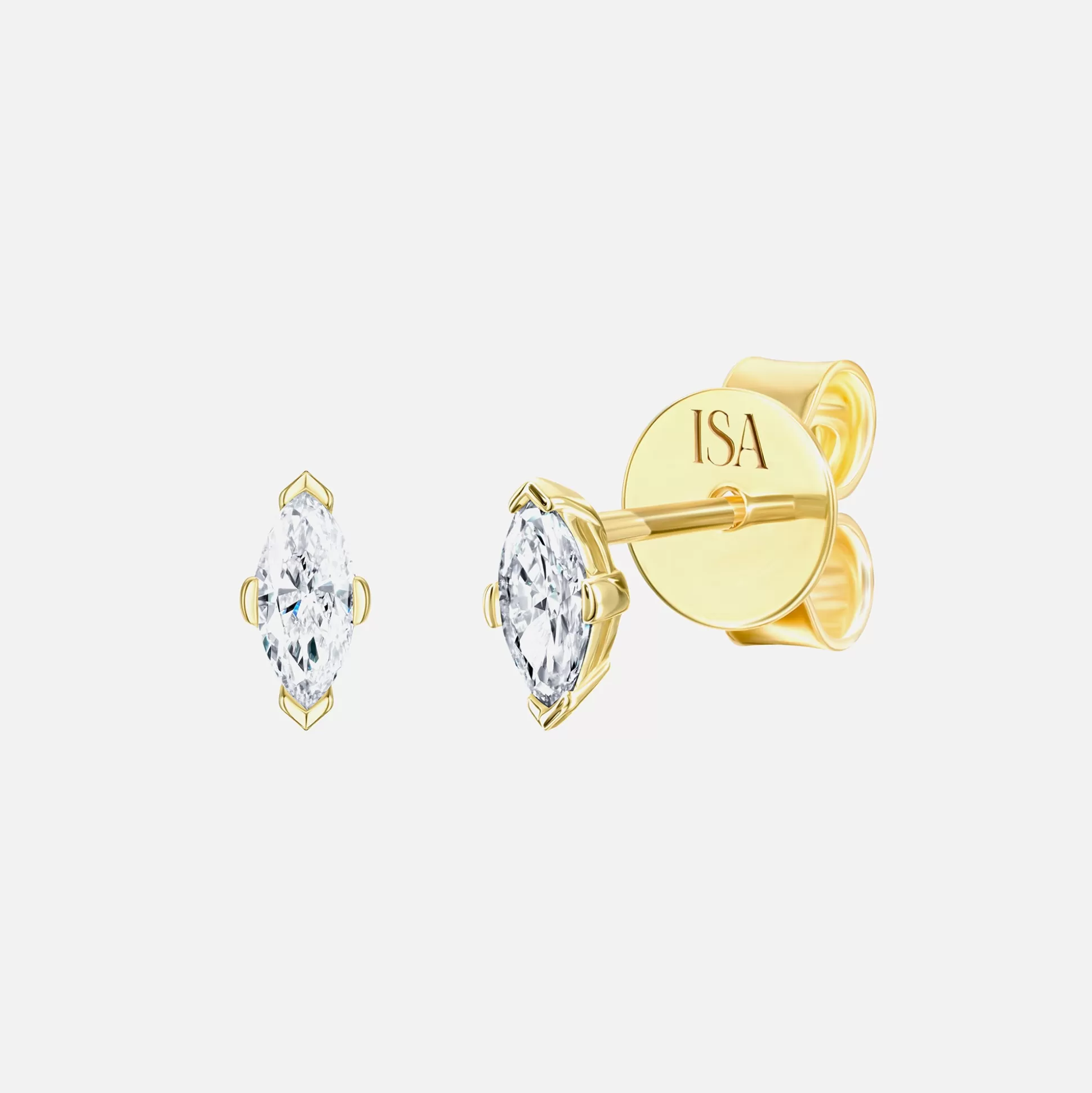 Best Isa Grutman marquis diamond studs 14k gold Yellow Gold